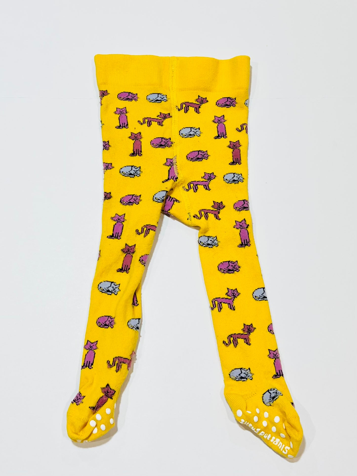 Yellow cat tights - Size 0-6 months