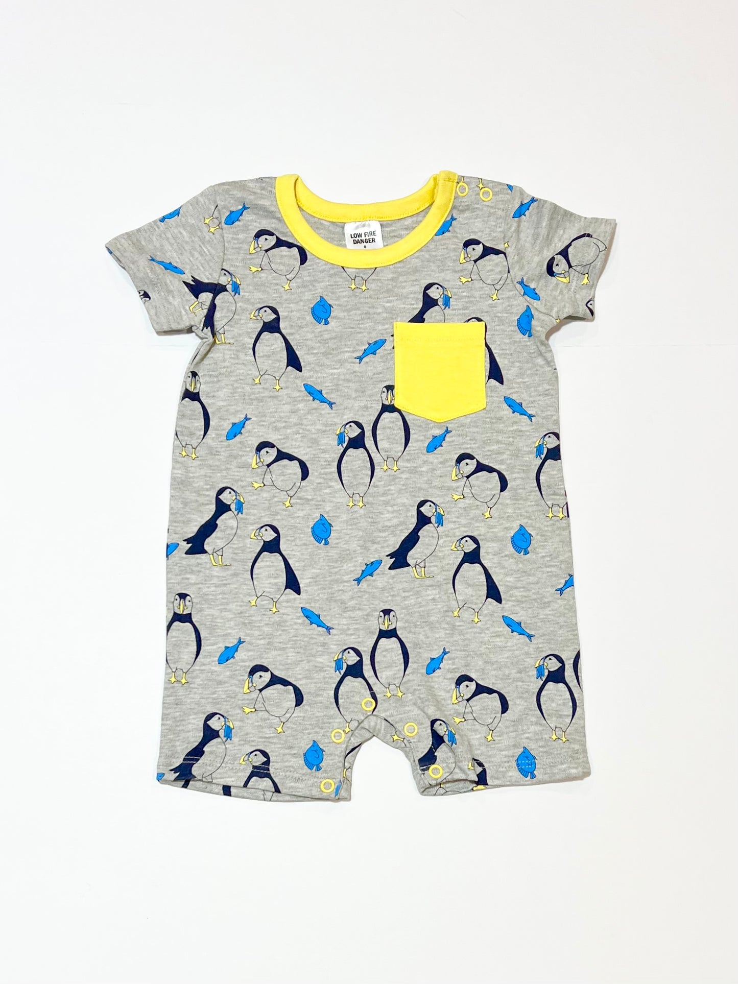 Grey puffin romper - Size 0