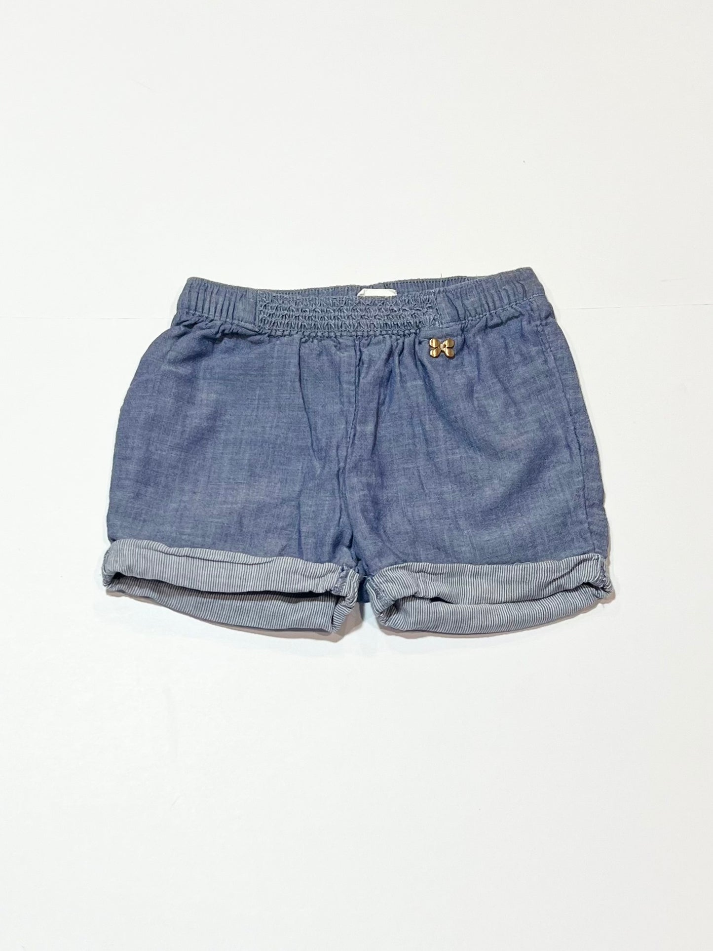 Blue chambray shorts - Size 6-9 months