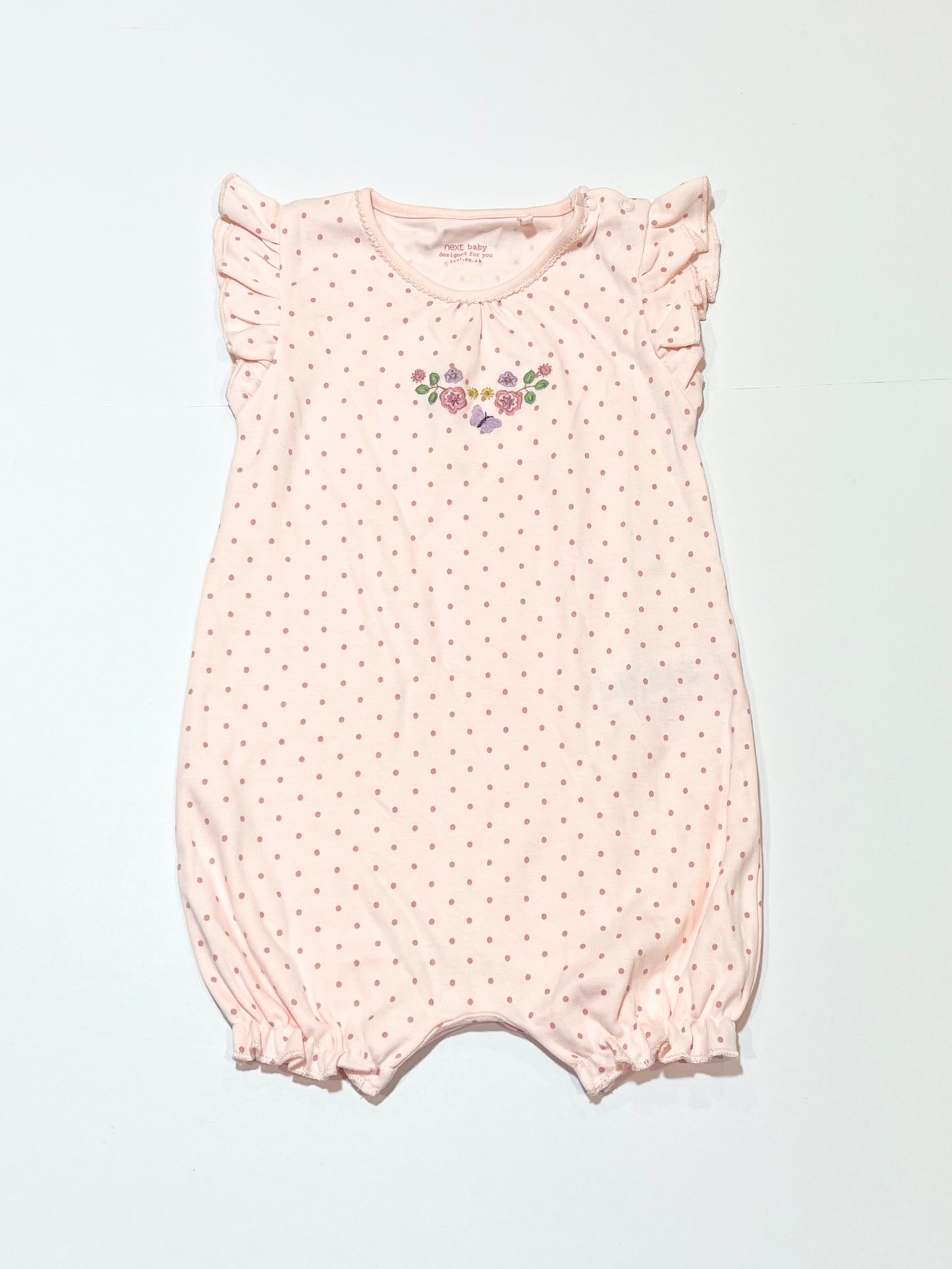 Spotty embroidered romper - Size 9-12 months