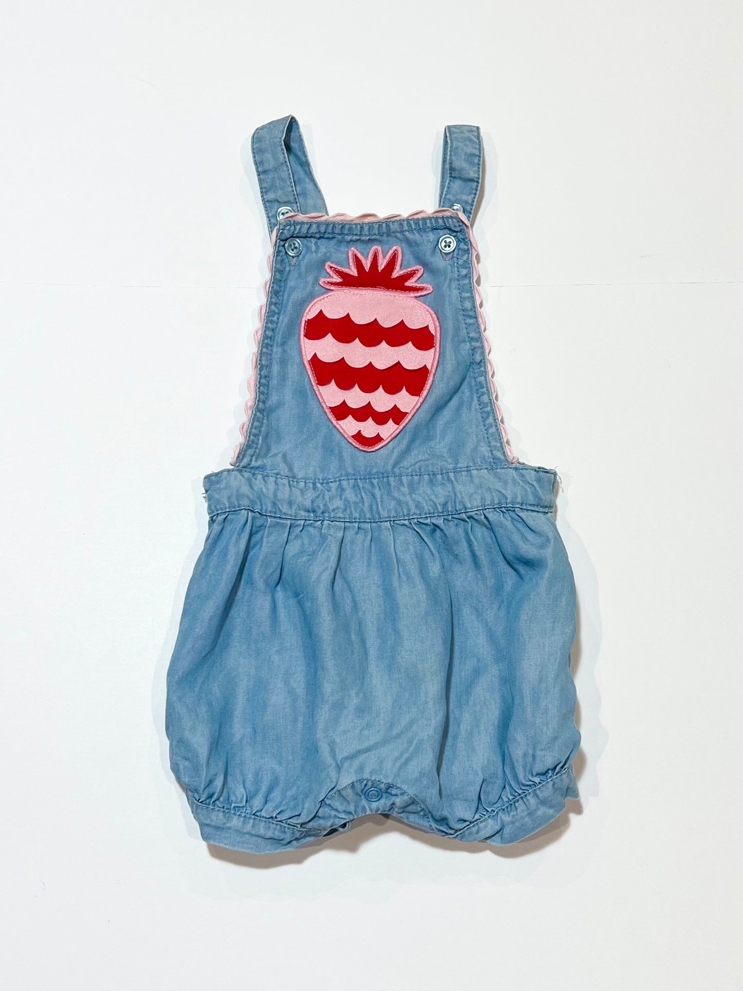 Chambray strawberry romper - Size 0