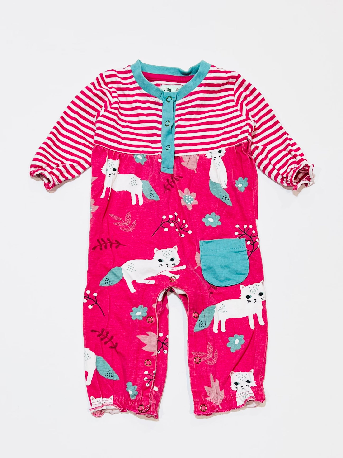 Pink cat onesie - Size 00