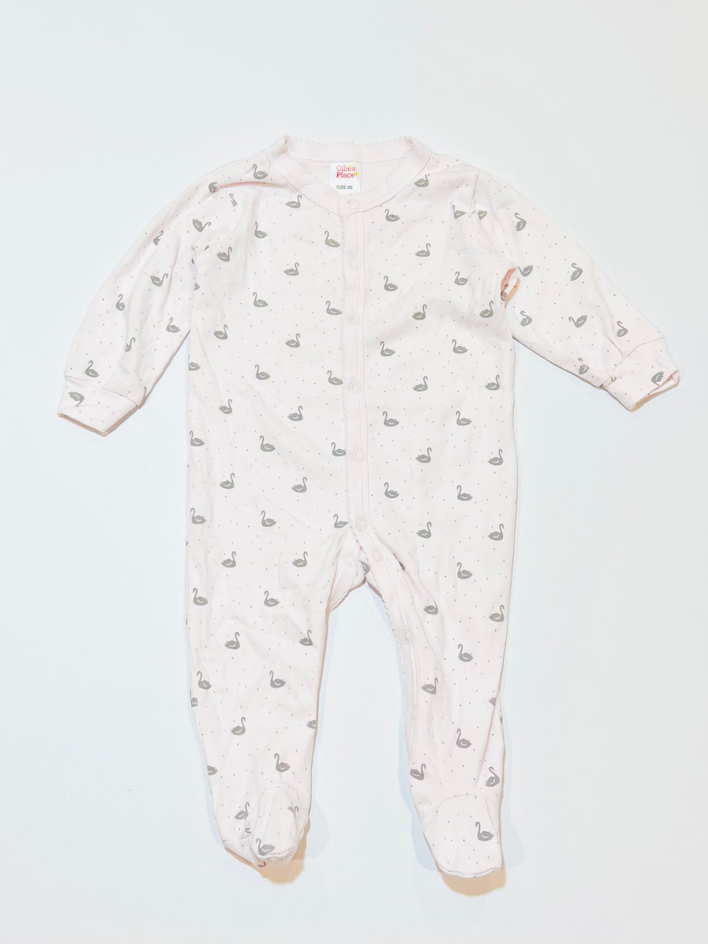 Pink swan onesie - Size 00