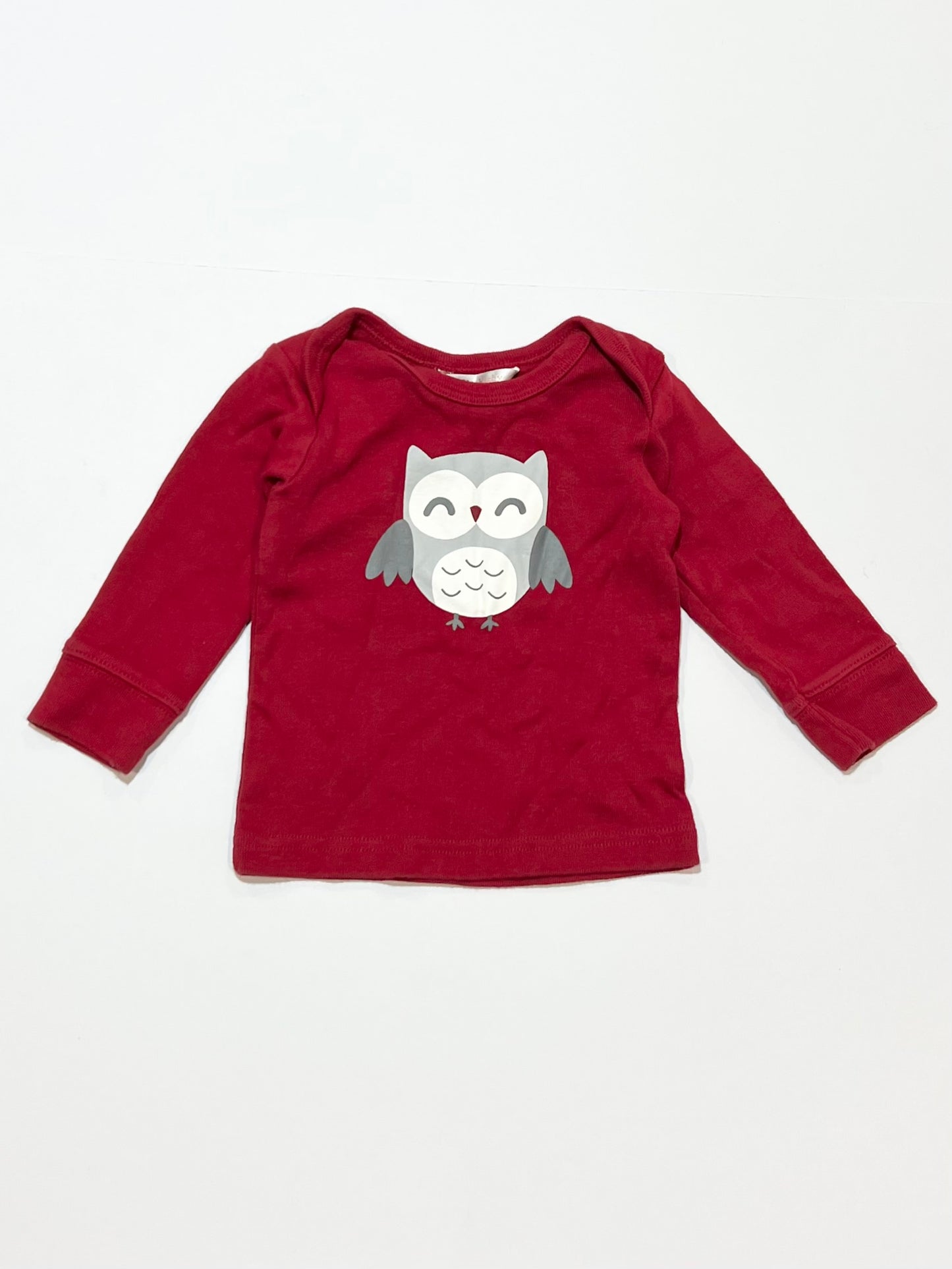 Red owl top - Size 6-9 months