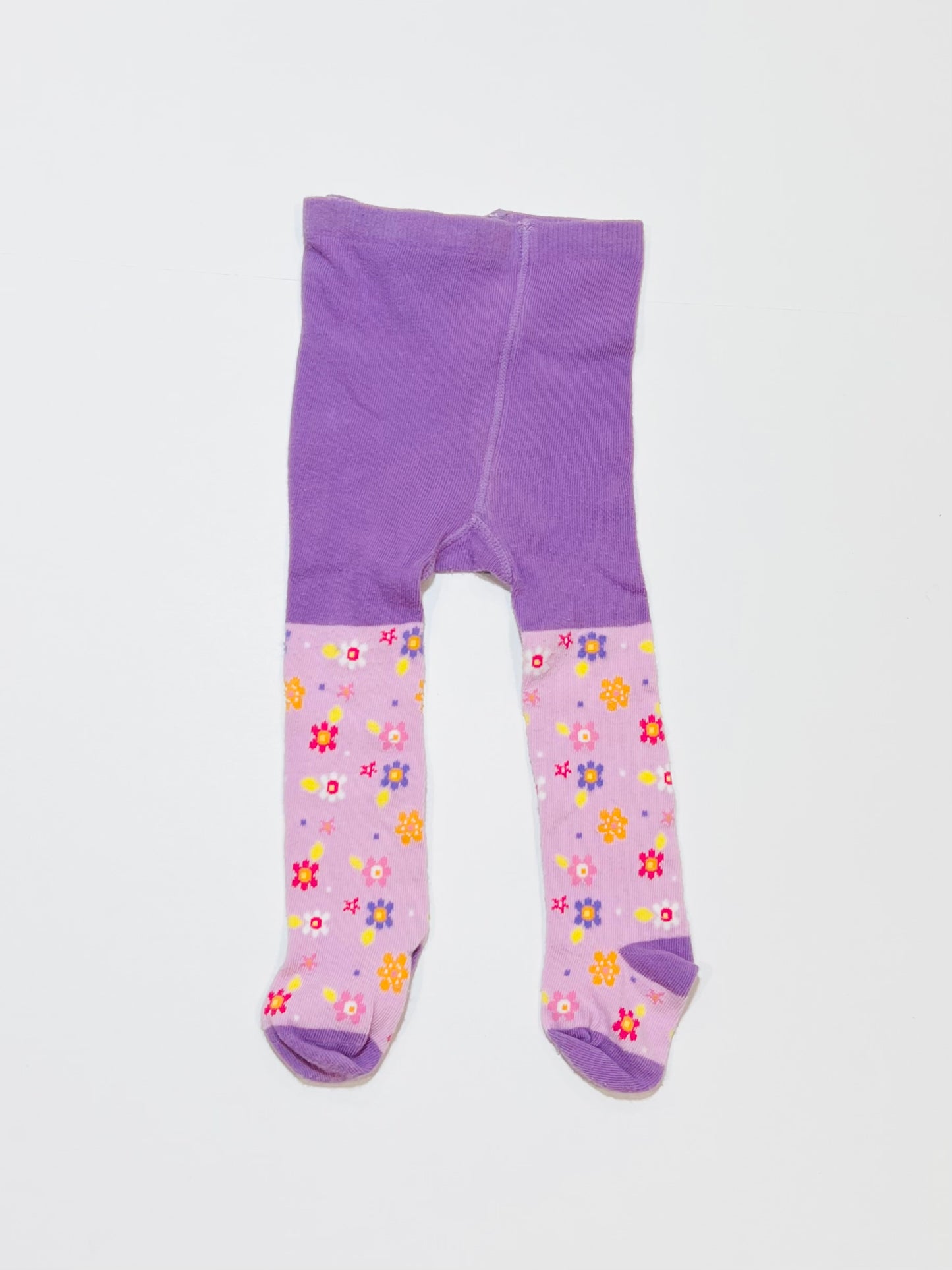 Purple flower tights - Size 0