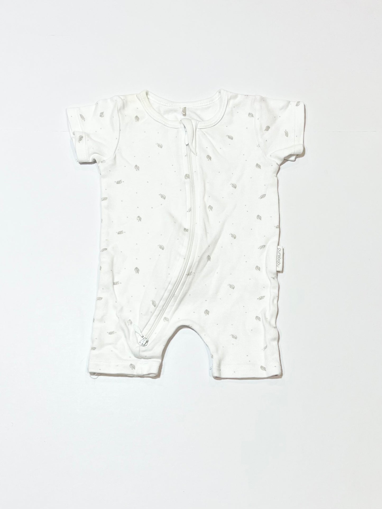 Grey leaf zip romper - Size 000