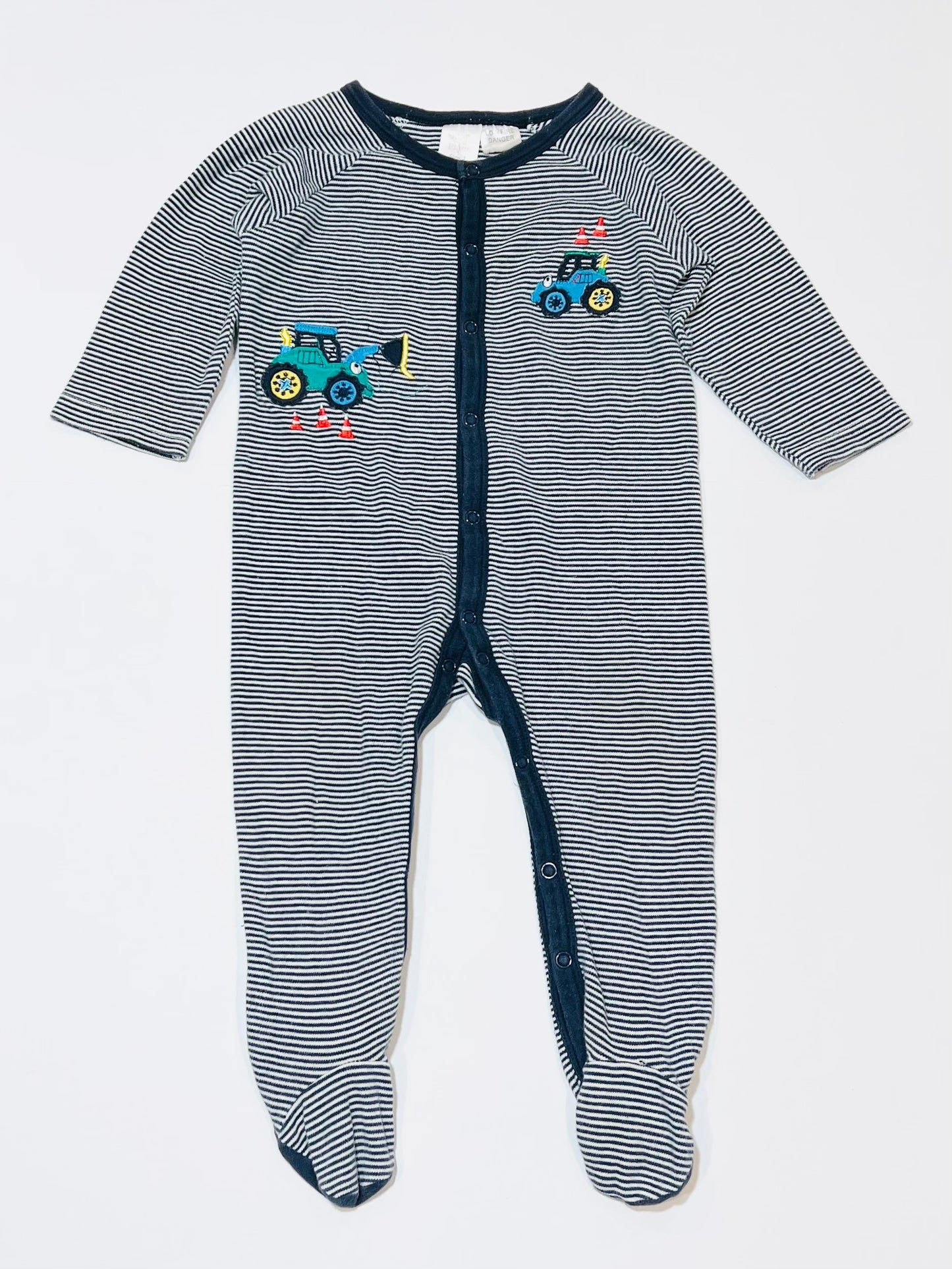 Striped digger onesie - Size 1