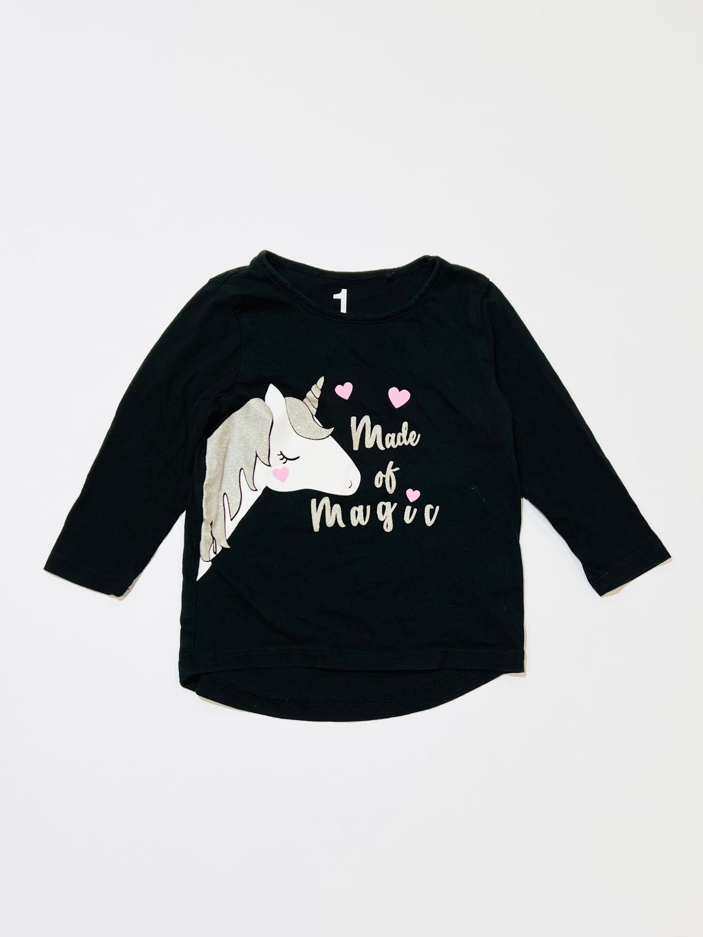 Glitter unicorn top - Size 1
