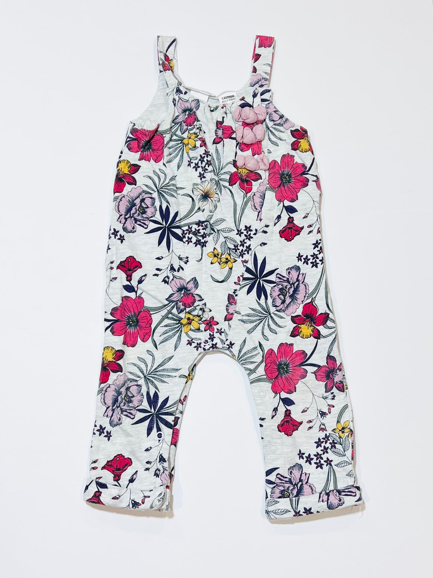 Floral jersey overalls - Size 1
