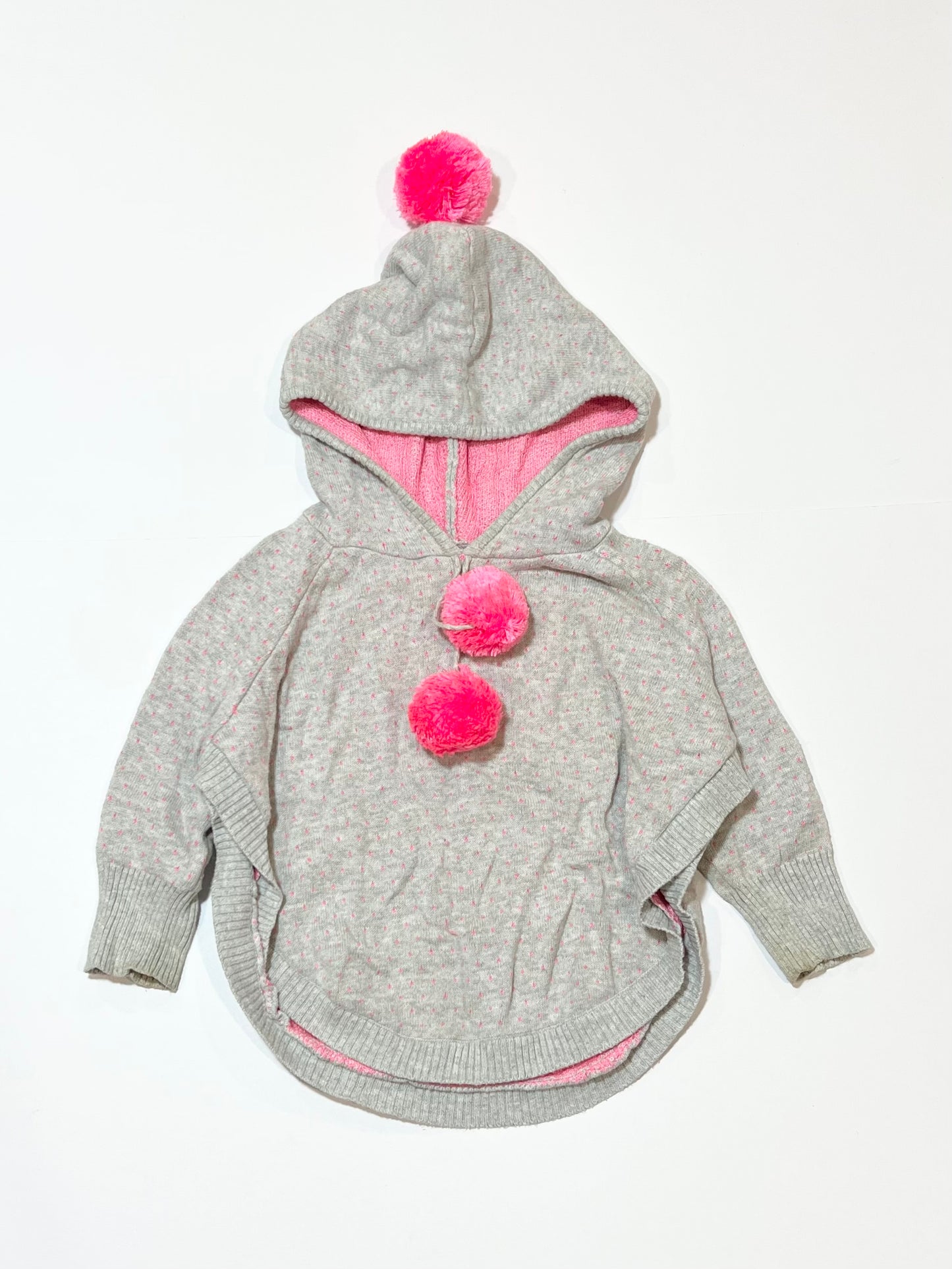 Grey pompom poncho - Size 1
