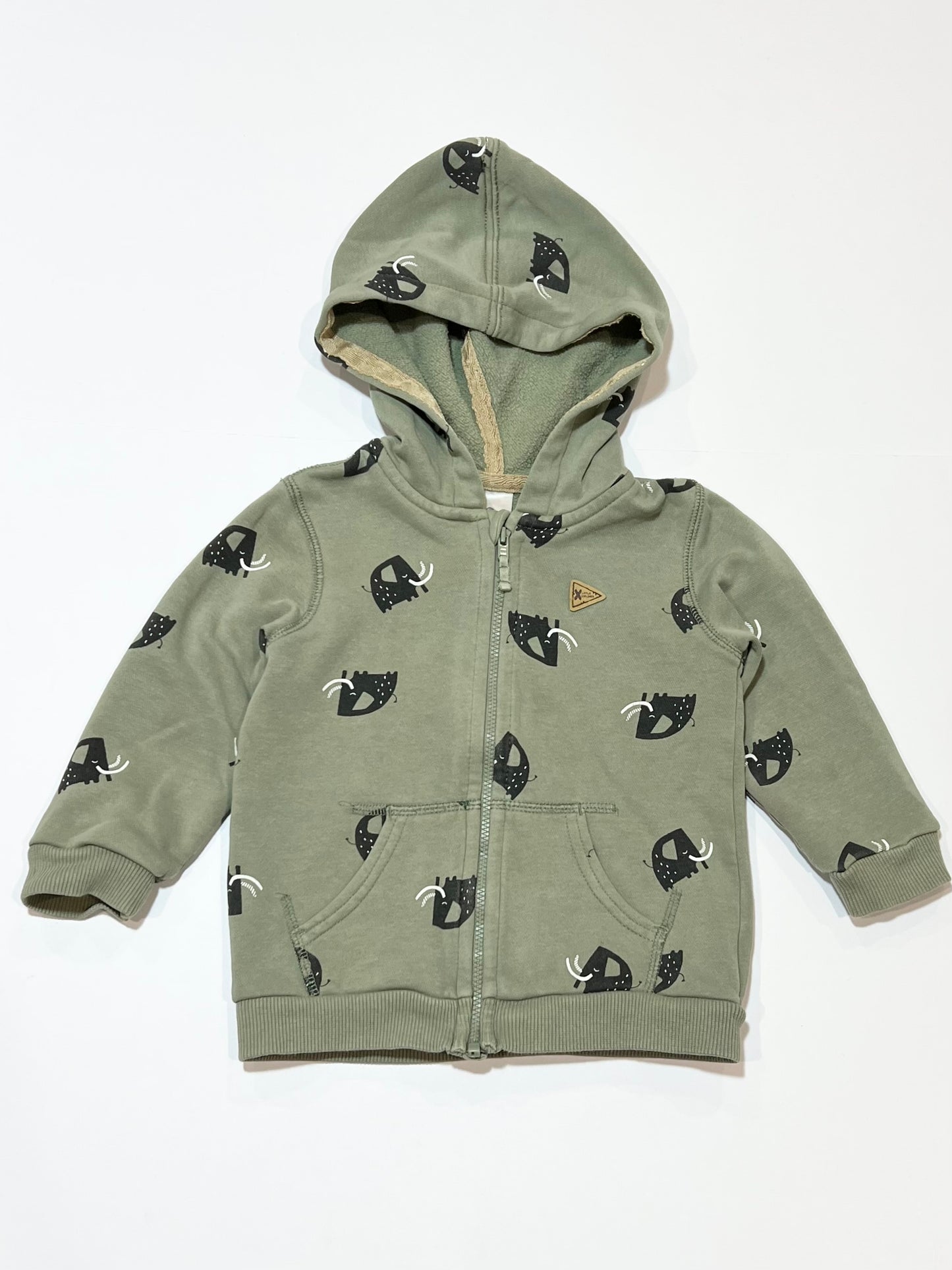 Green elephant hoodie - Size 2