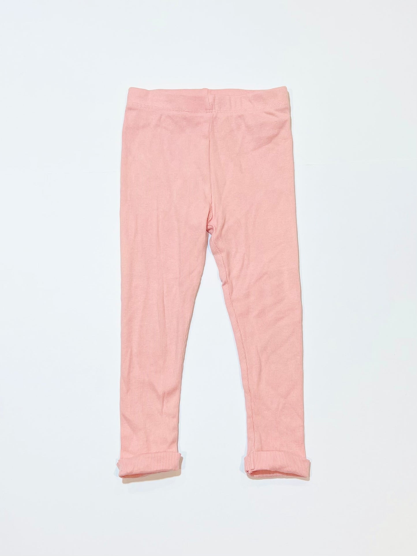 Pink ribbed leggings - Size 2