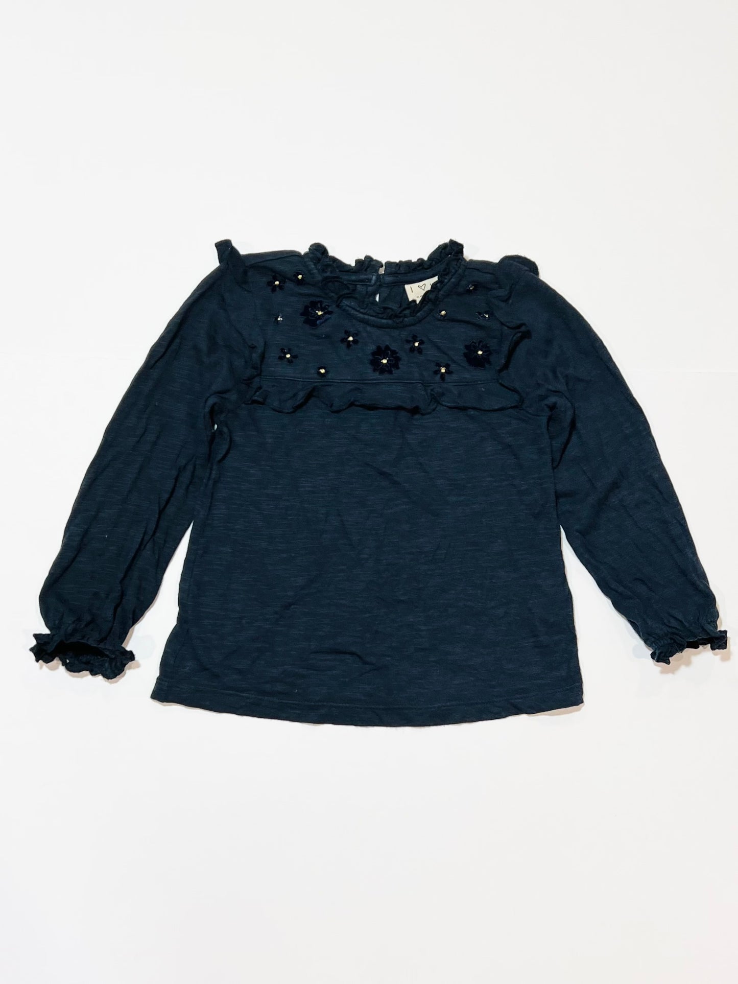 Navy flower top - Size 2-3