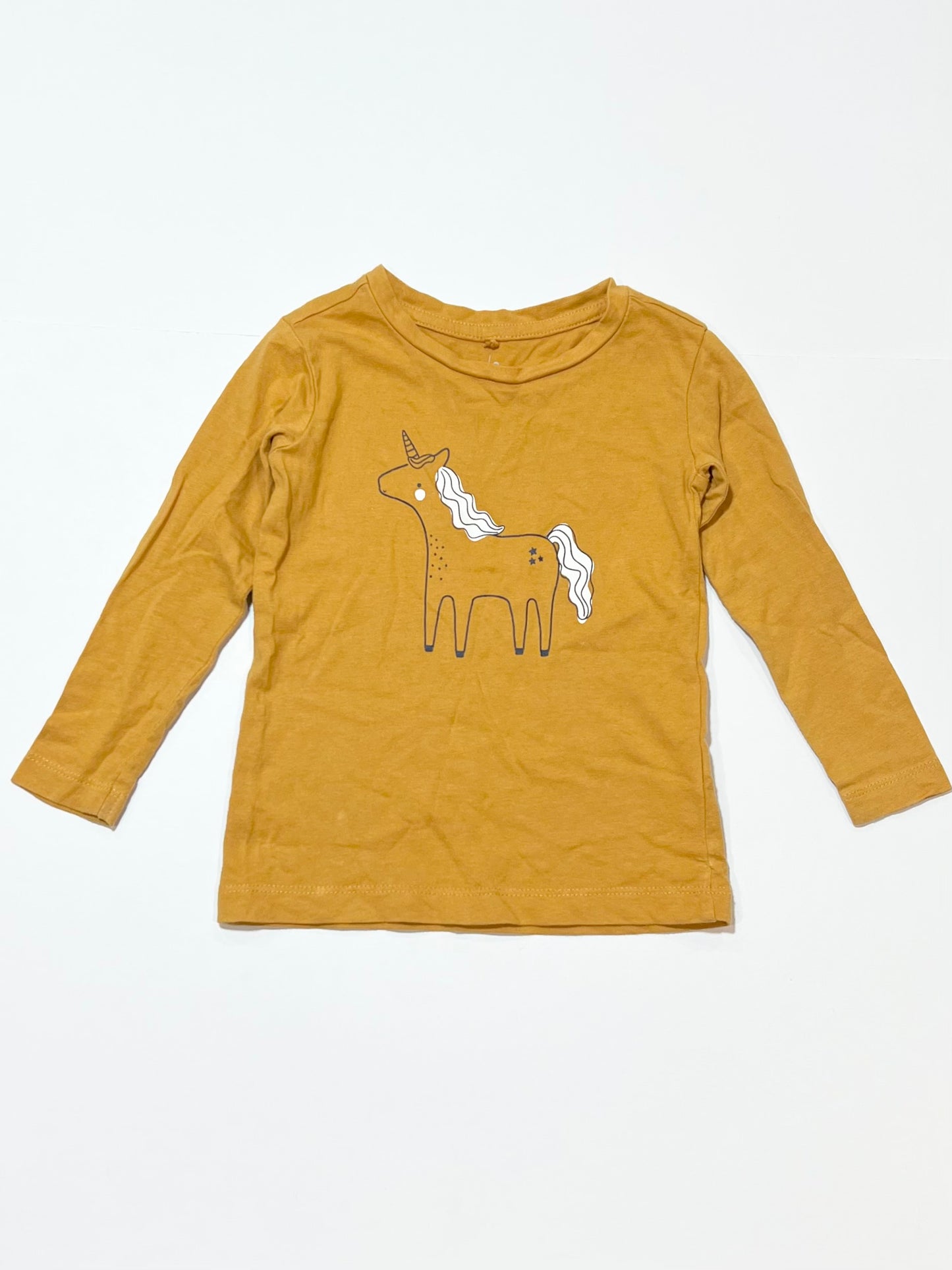 Mustard unicorn top - Size 2