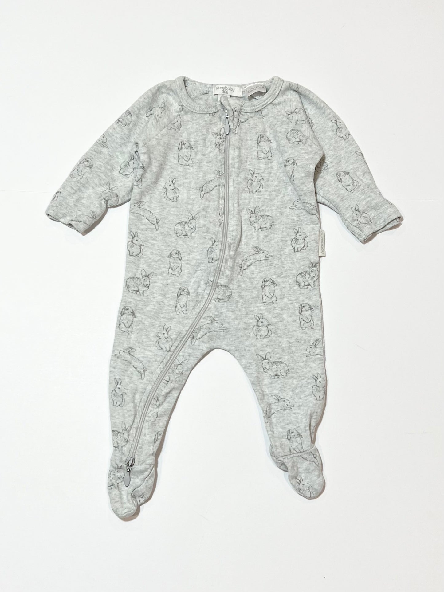 Grey bunny zip onesie - Size 000