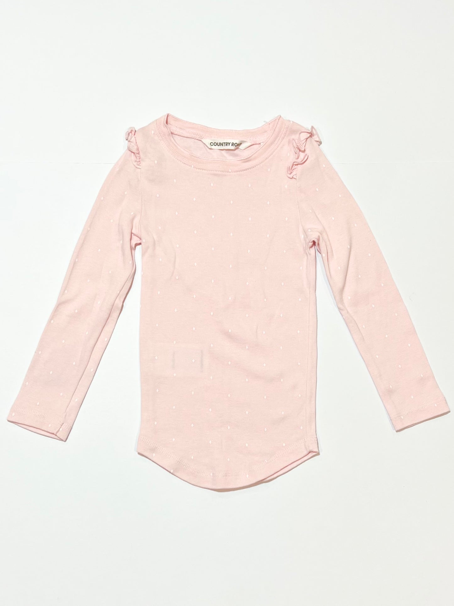 Pink ruffle spotty top - Size 2