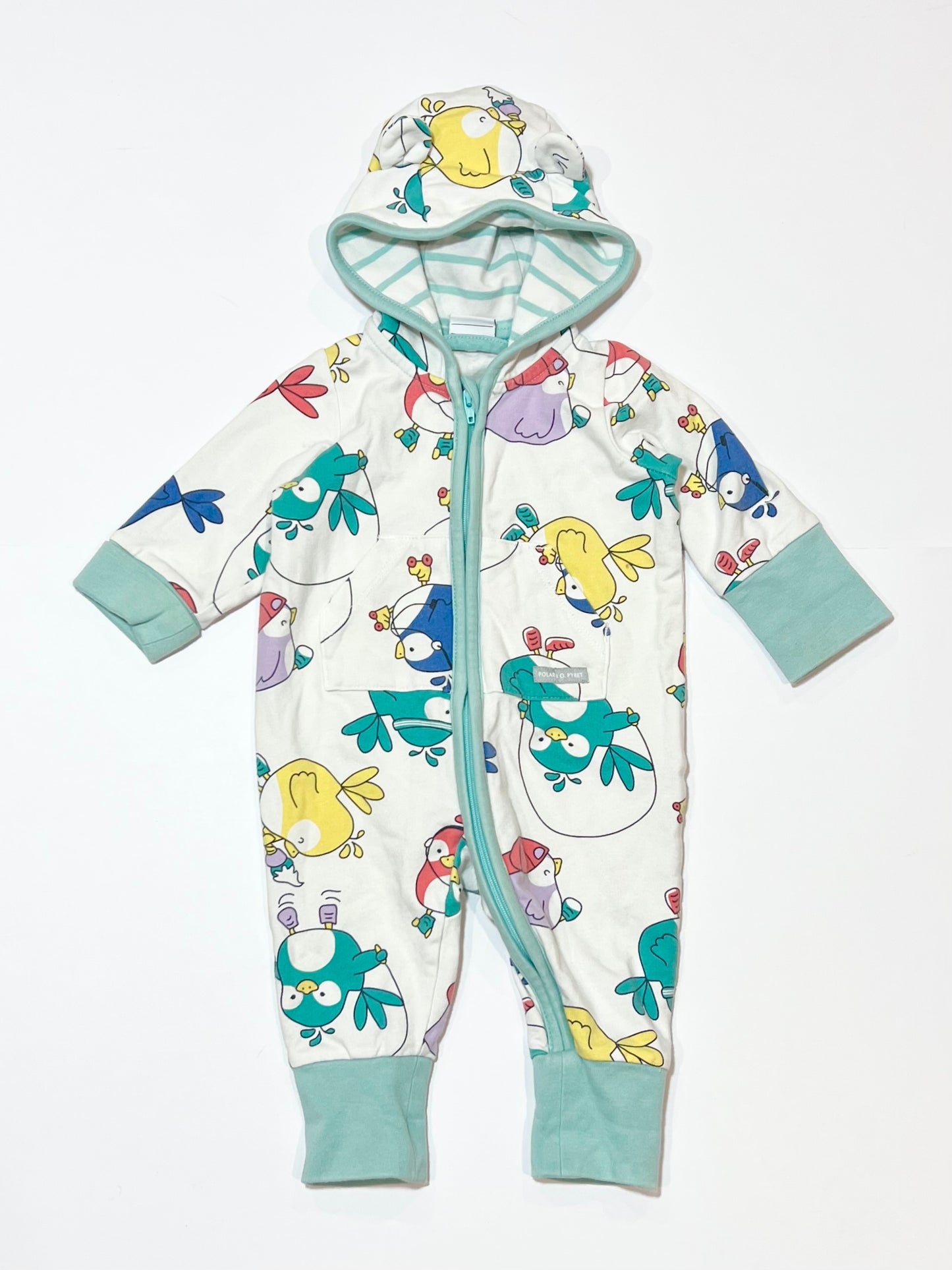 Birds hooded onesie - Size 1-2 months