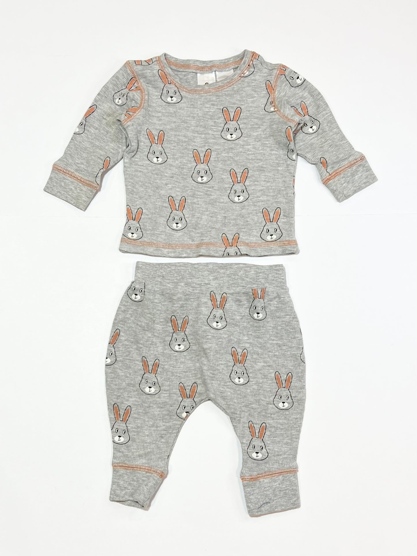 Grey bunny waffle pyjamas - Size 00