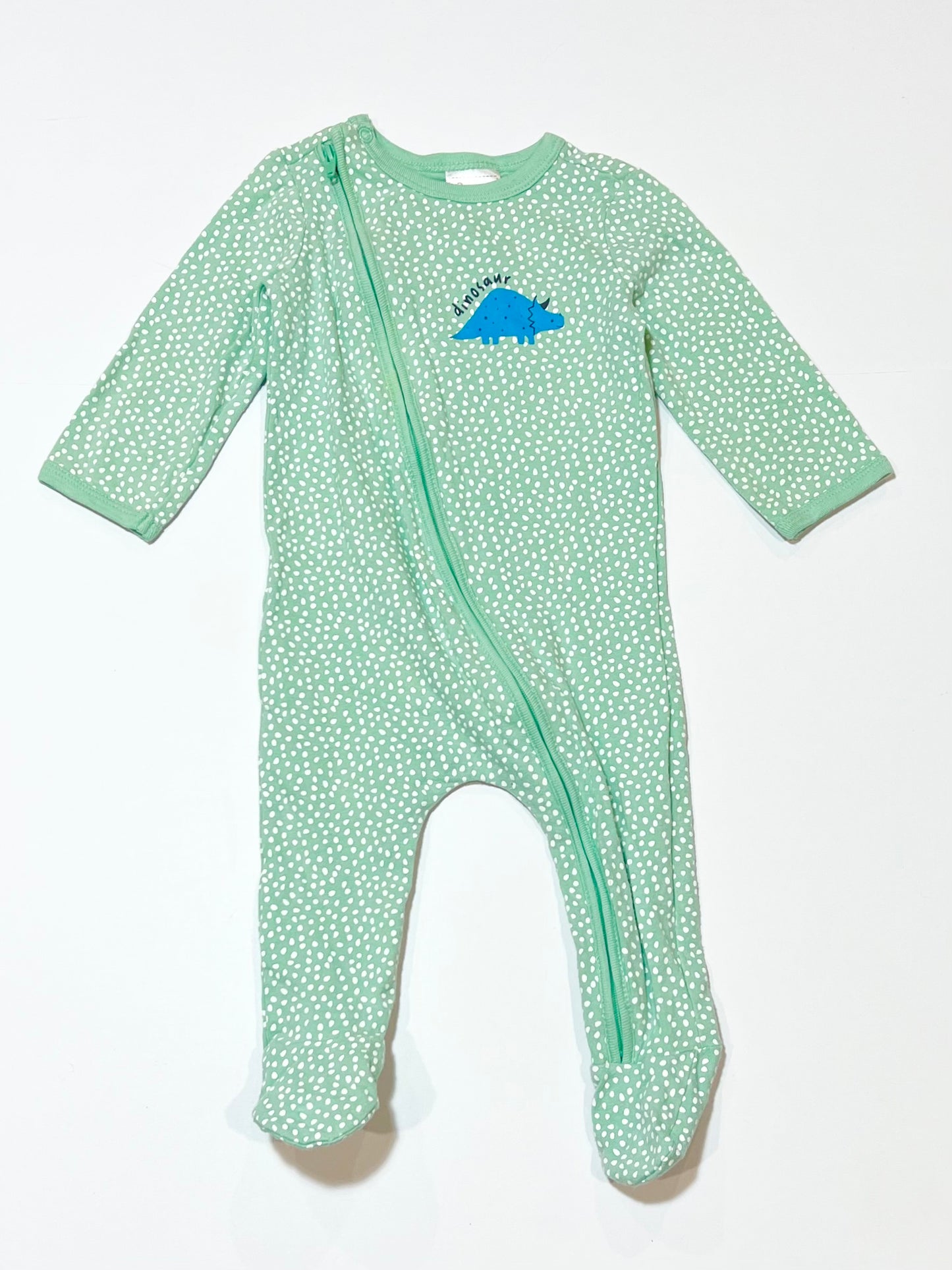 Green spotty zip onesie - Size 00