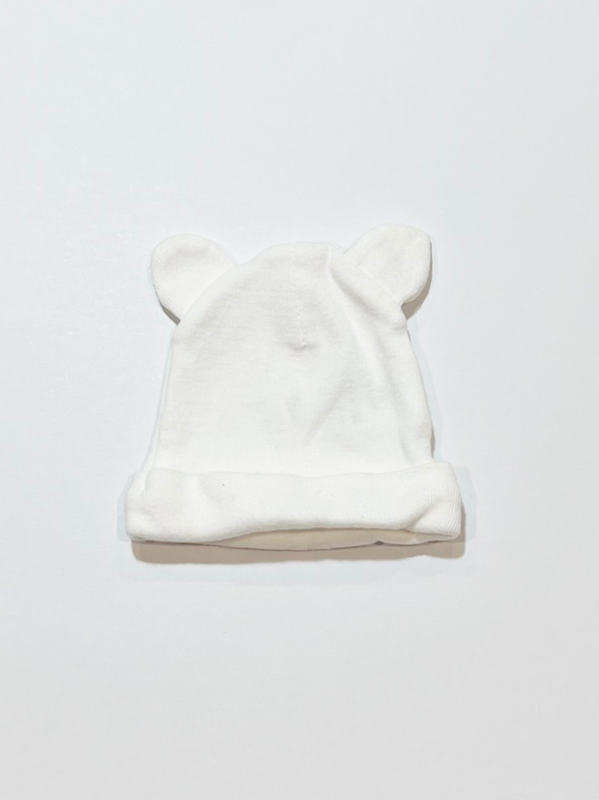 White ribbed beanie - Size early baby