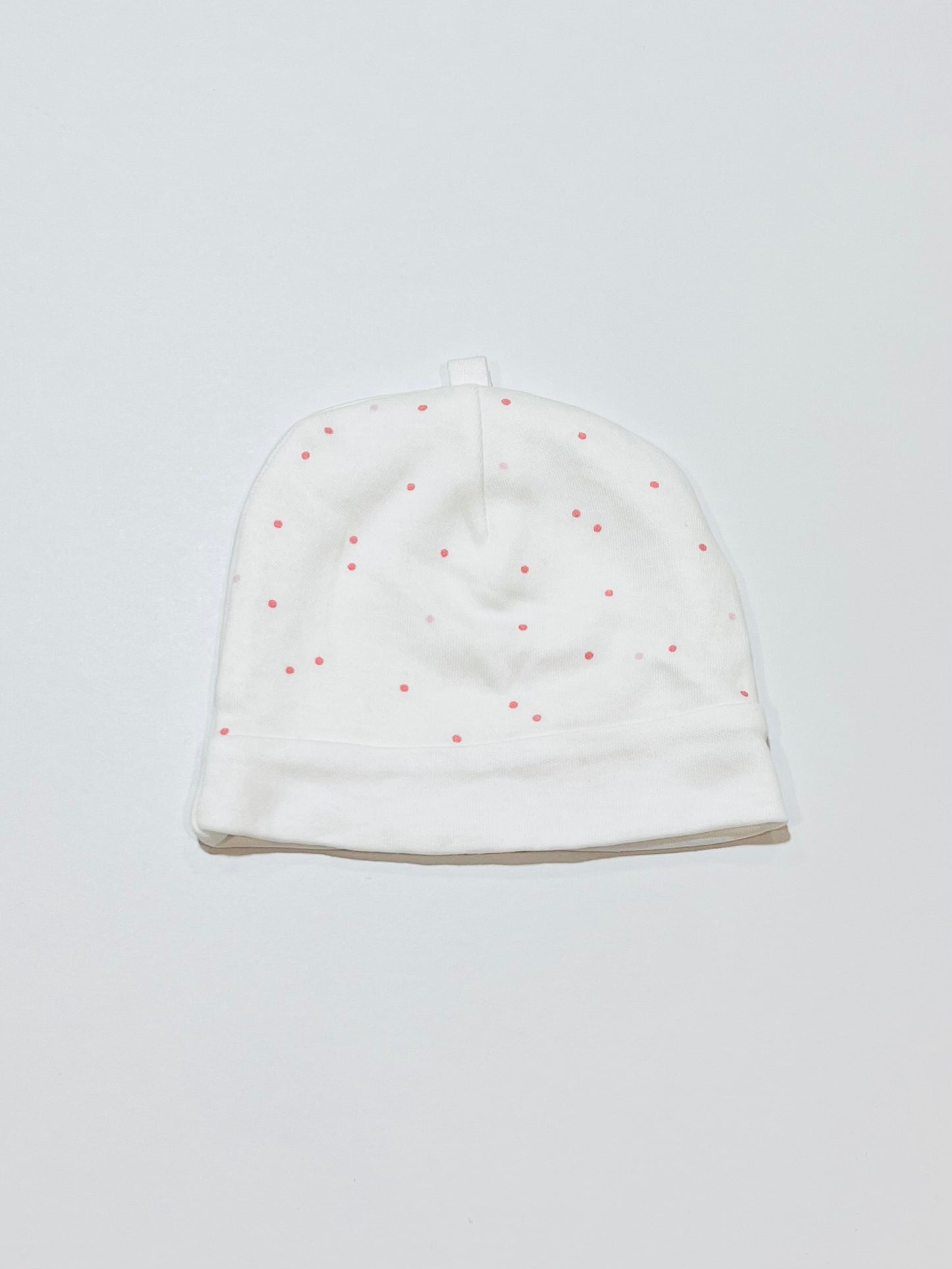 White spot beanie - Size early baby