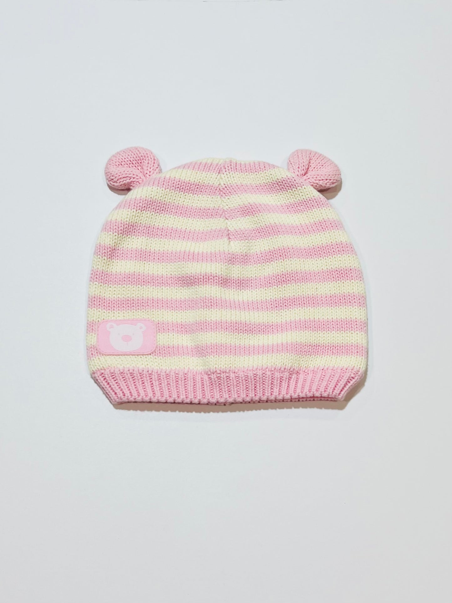 Pink striped beanie - Size 1-2 years