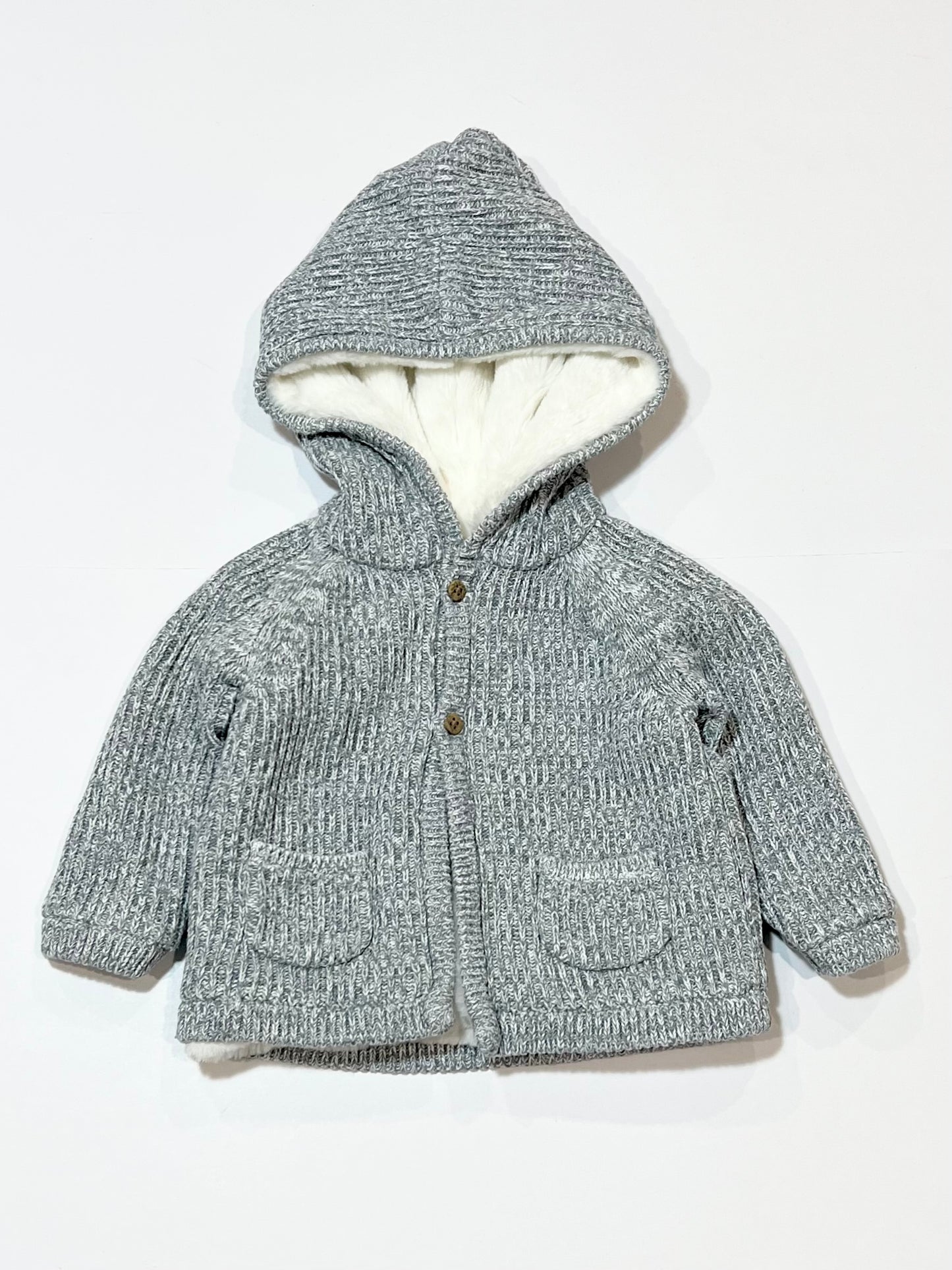 Faux fur lined knit jacket - Size 0