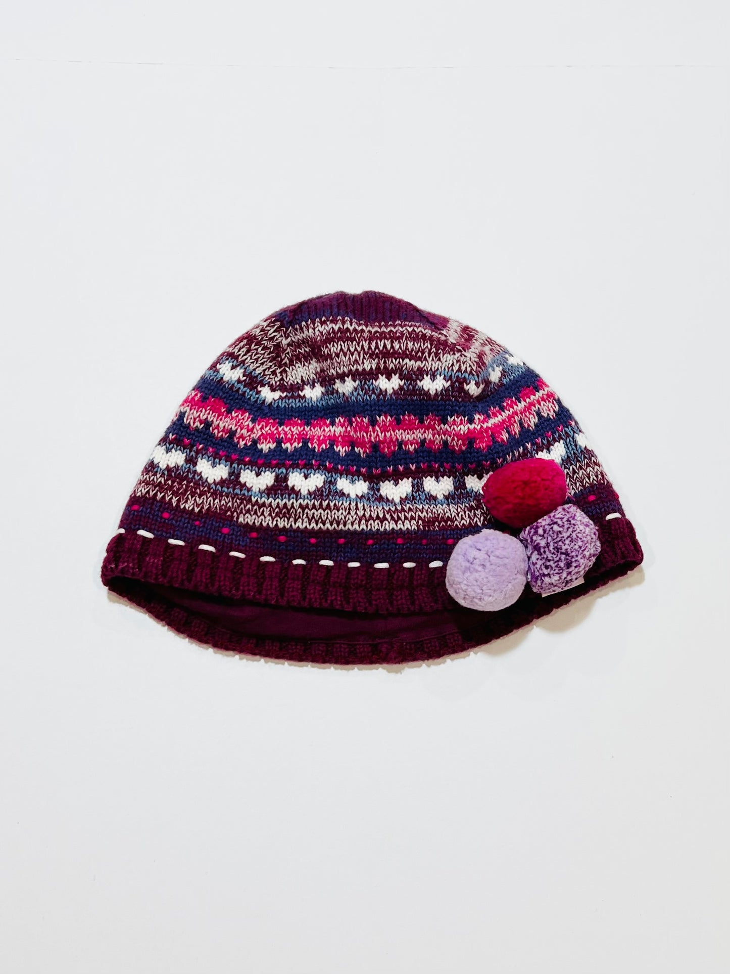 Purple pompom beanie - Size 12-24 months