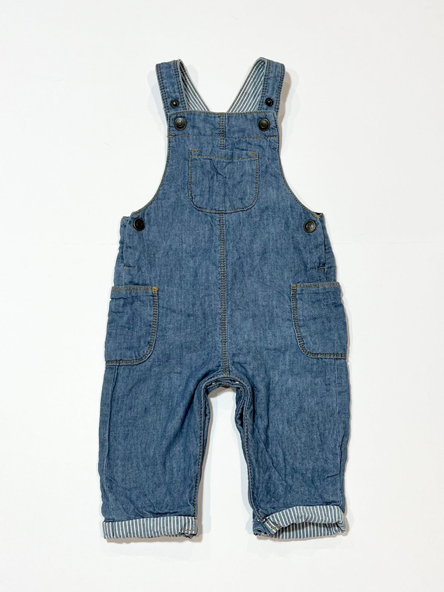 Soft denim overalls - Size 6-9 months