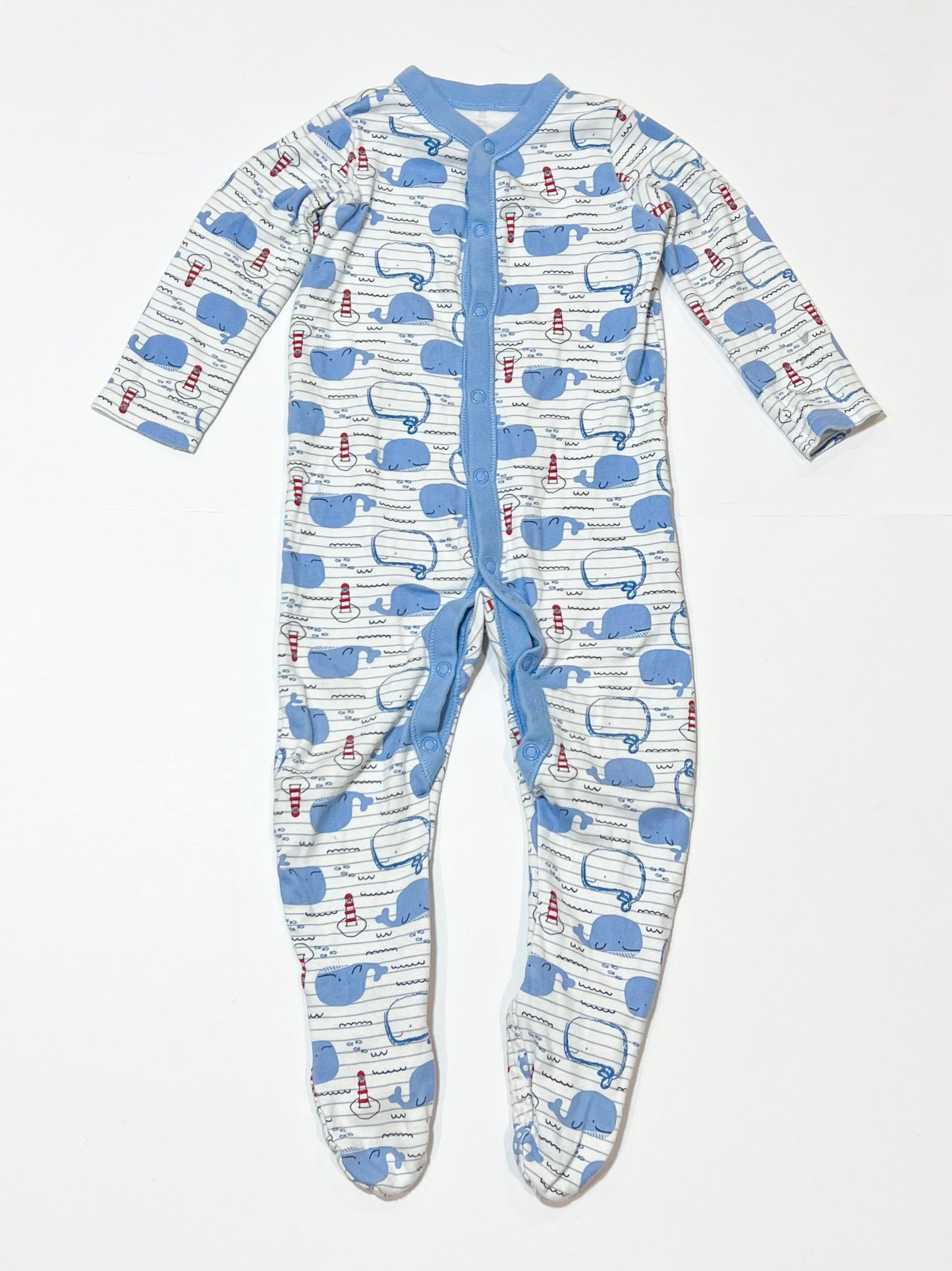 Blue whales onesie - Size 9-12 months