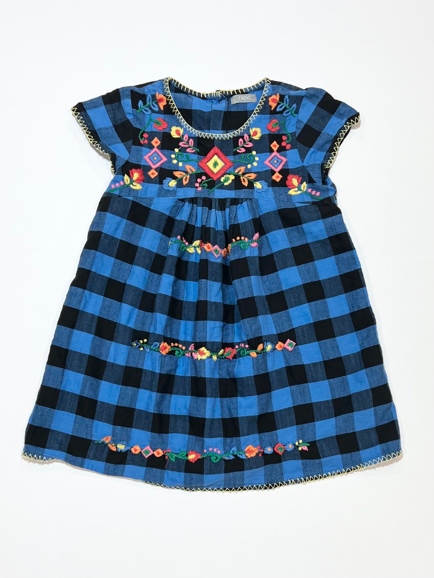Embroidered checkered dress - Size 3
