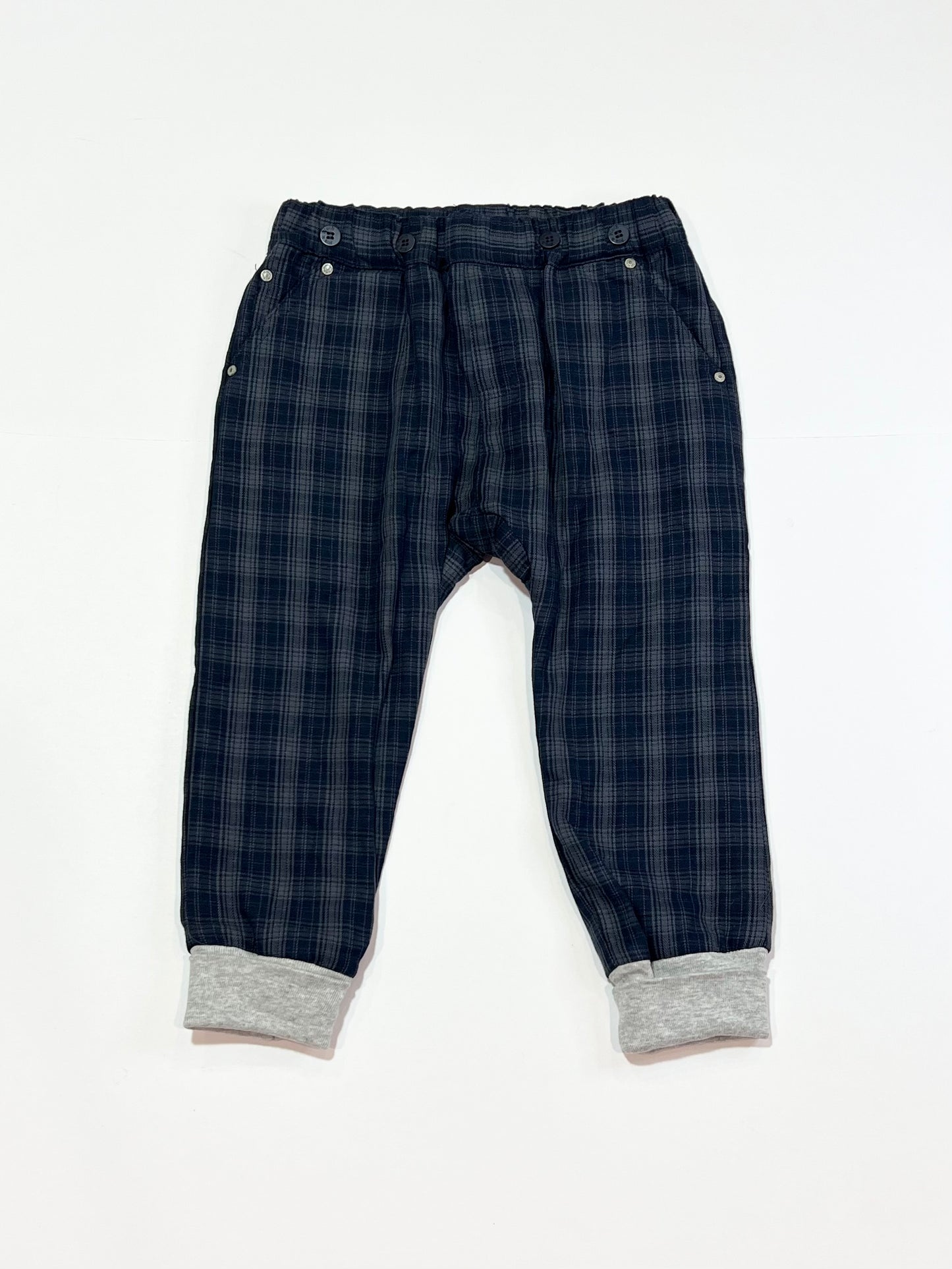 Navy tartan pants - Size 2