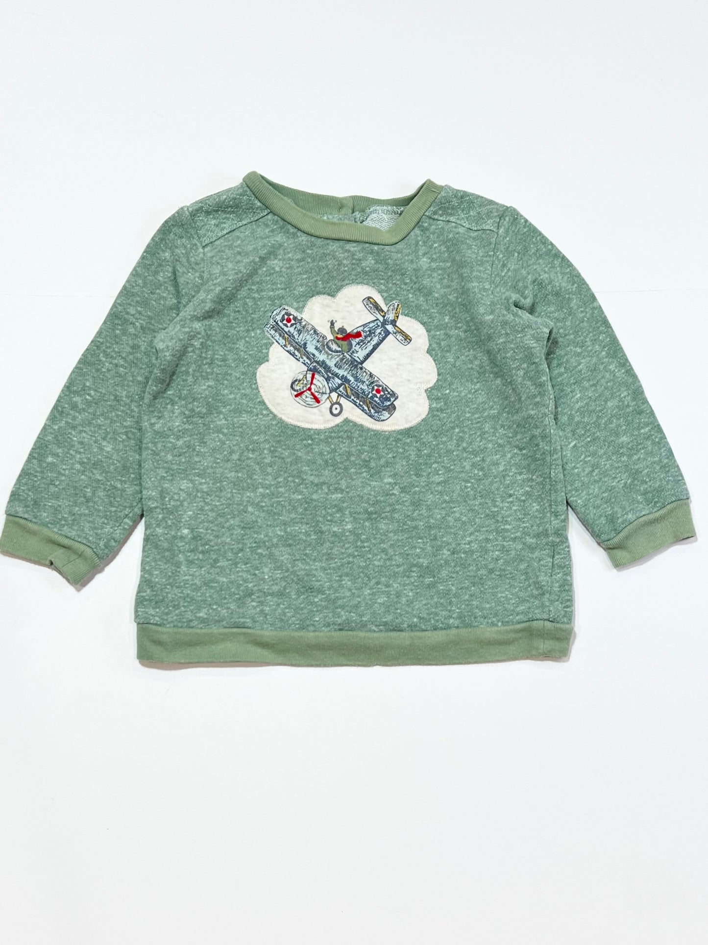Green aeroplane sweater - Size 2