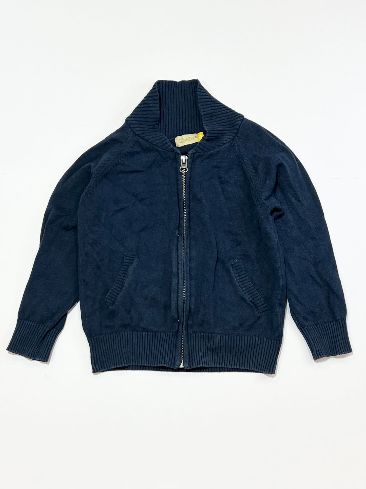 Navy knit zip jumper - Size 4
