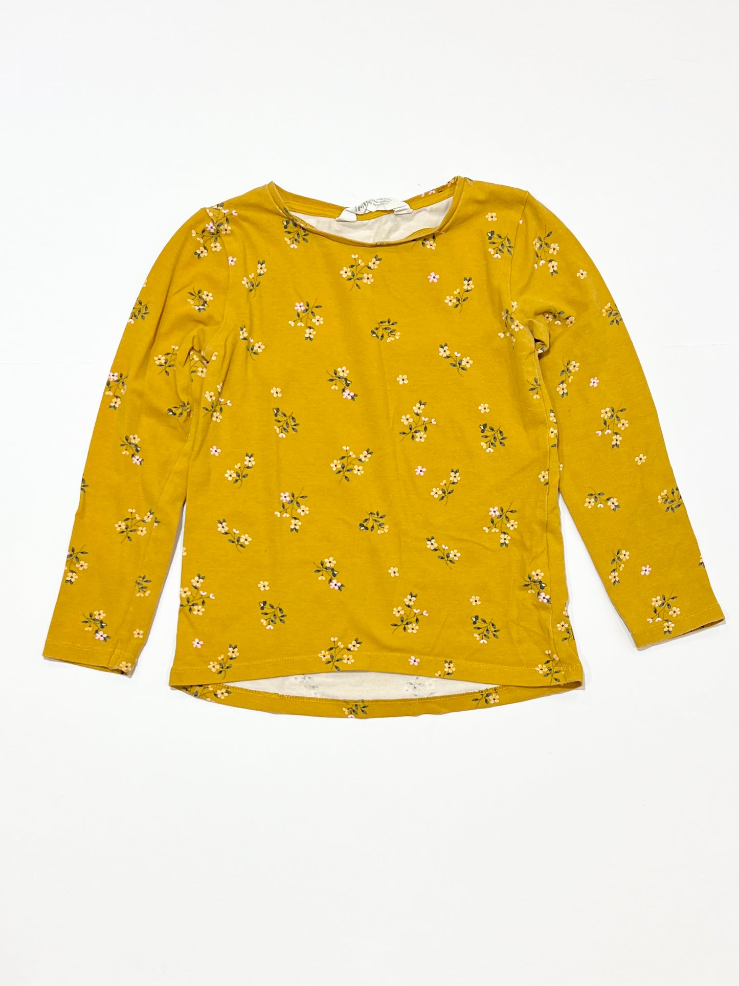 Mustard floral top - Size 4-6