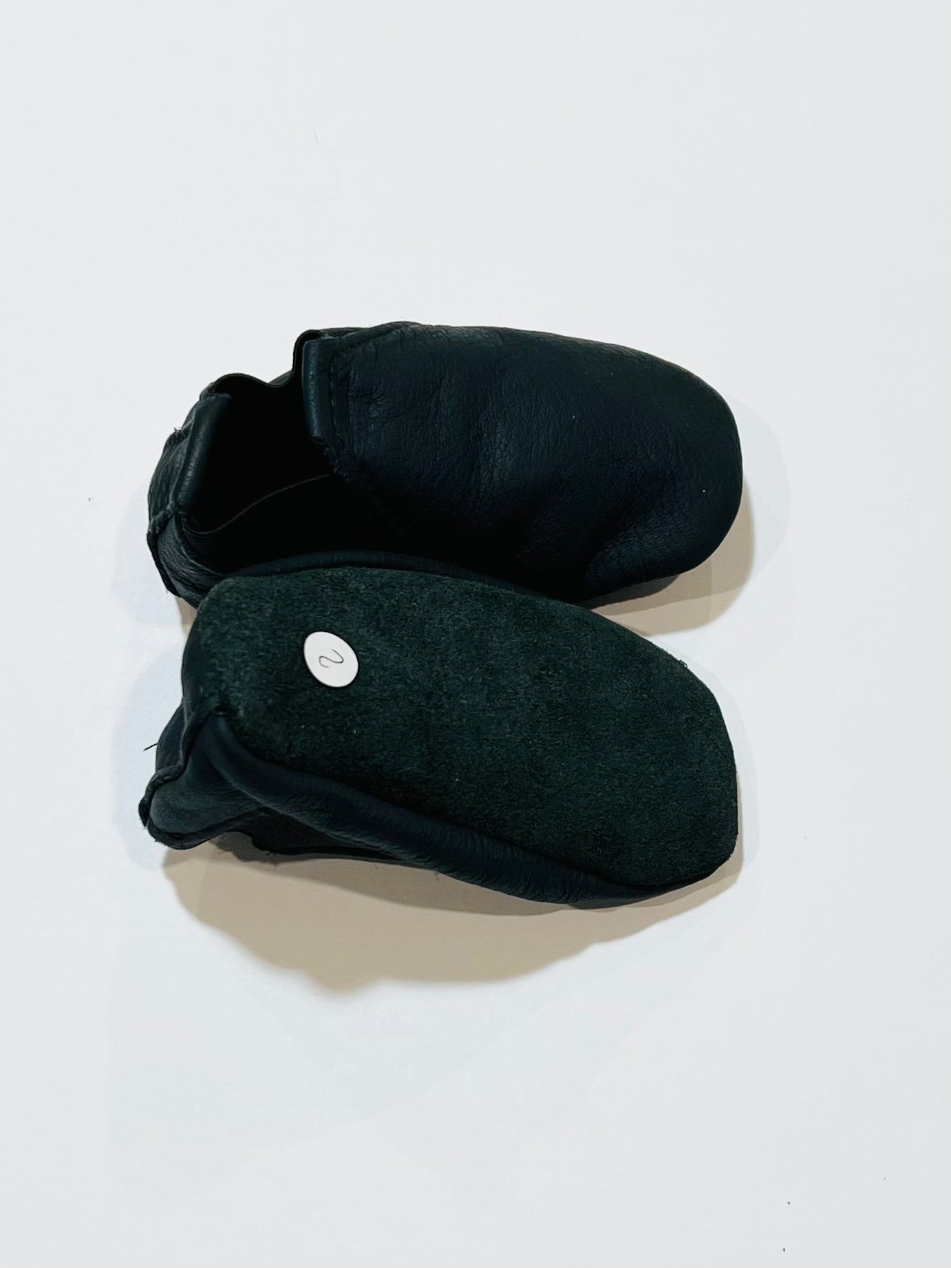 Navy leather pram shoes - Size 2