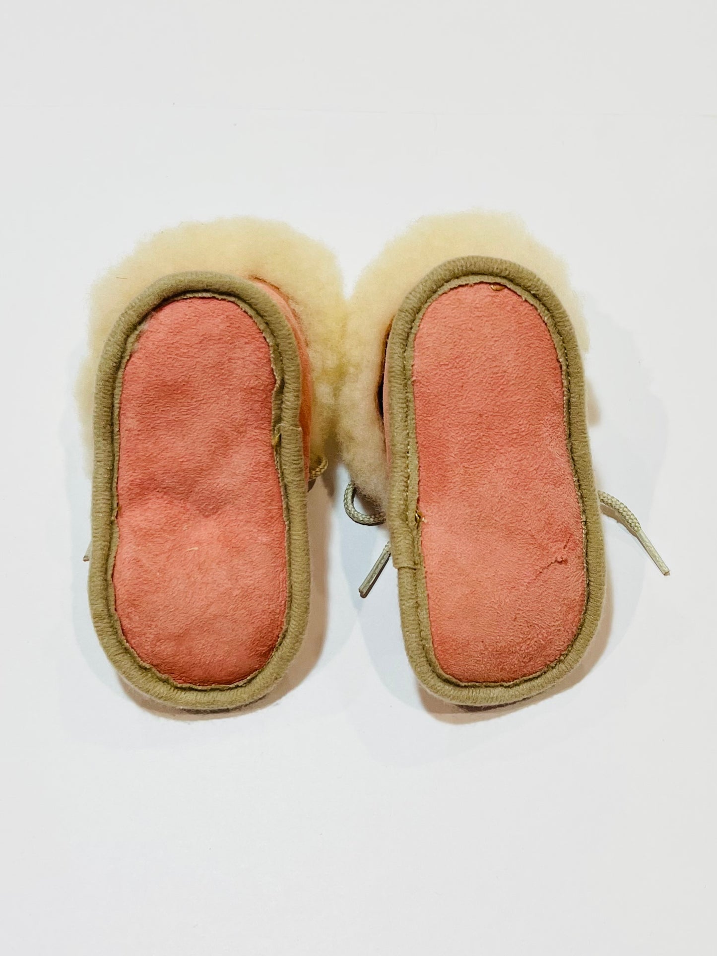 Pink sheepskin booties - Size 6-12 months