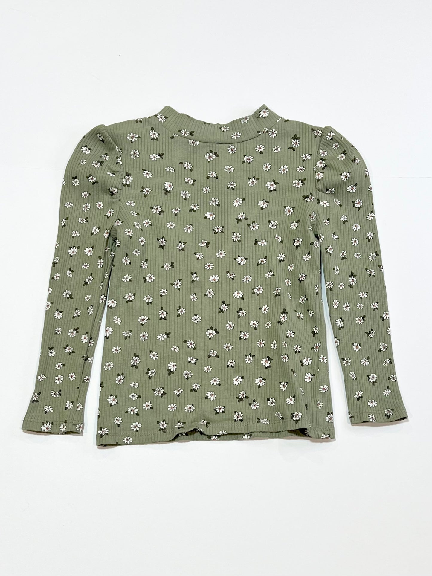 Green ribbed floral top - Size 3