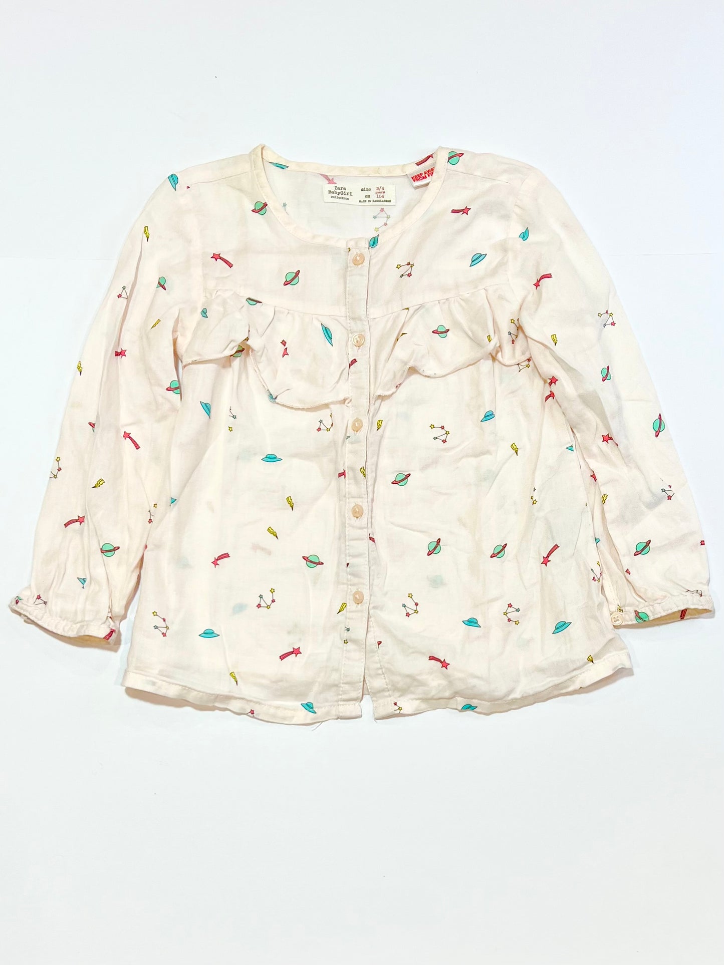 Pink space top - Size 3-4
