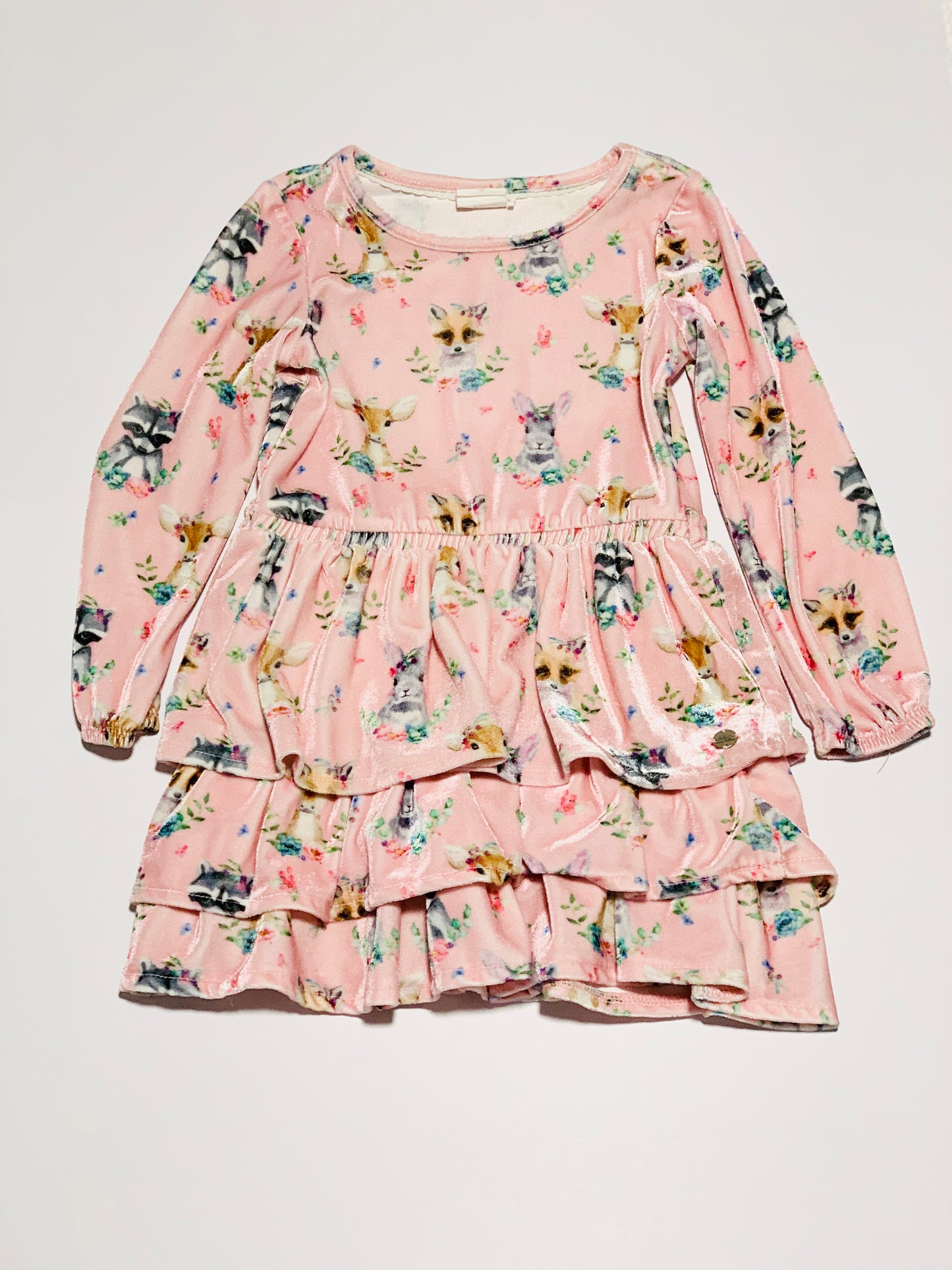 Pink velour woodlands dress - Size 4