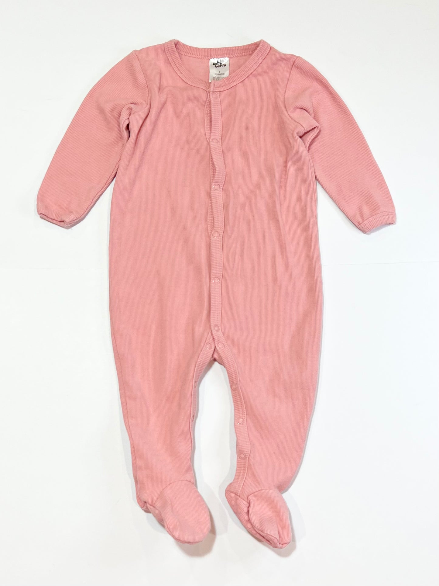 Pink ribbed onesie - Size 1