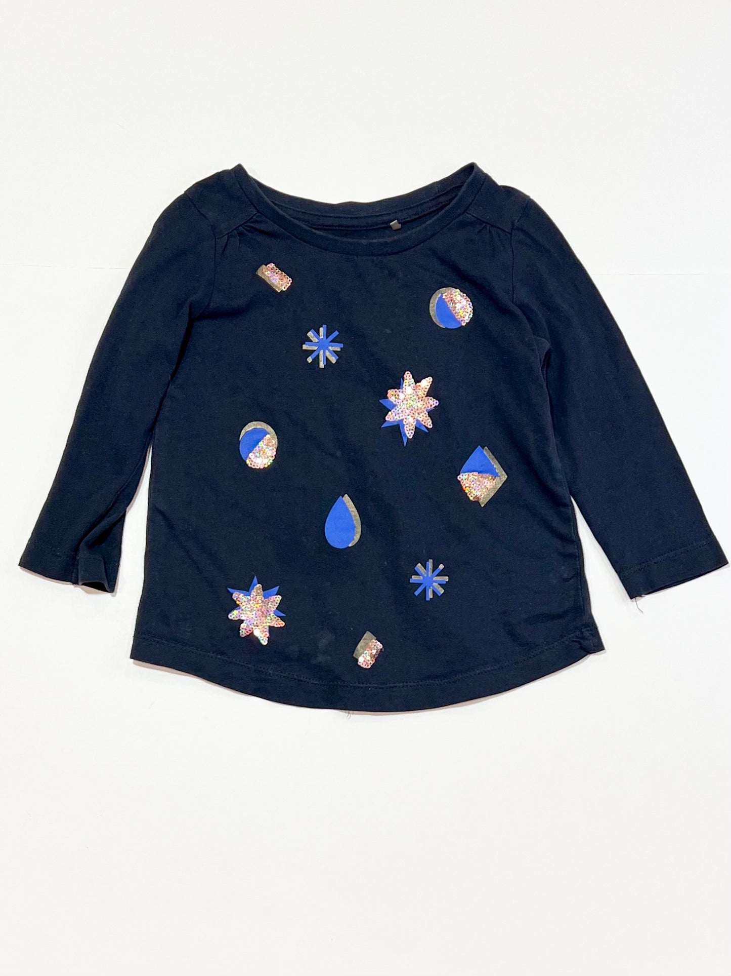 Navy sequined top - Size 1