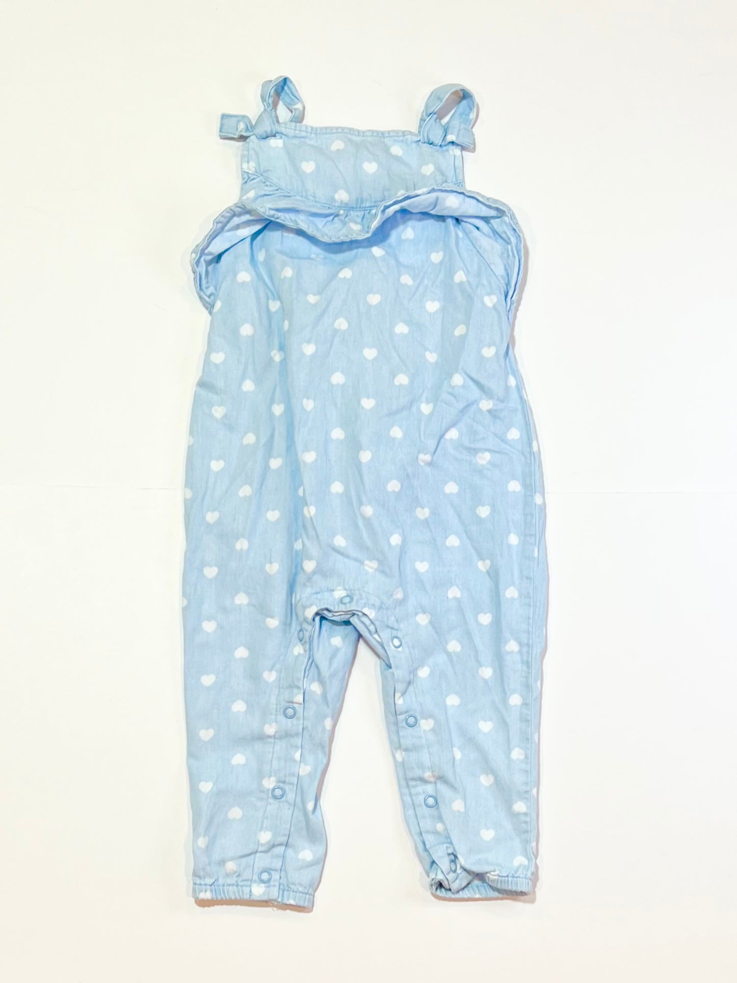 Chambray hearts overalls - Size 1