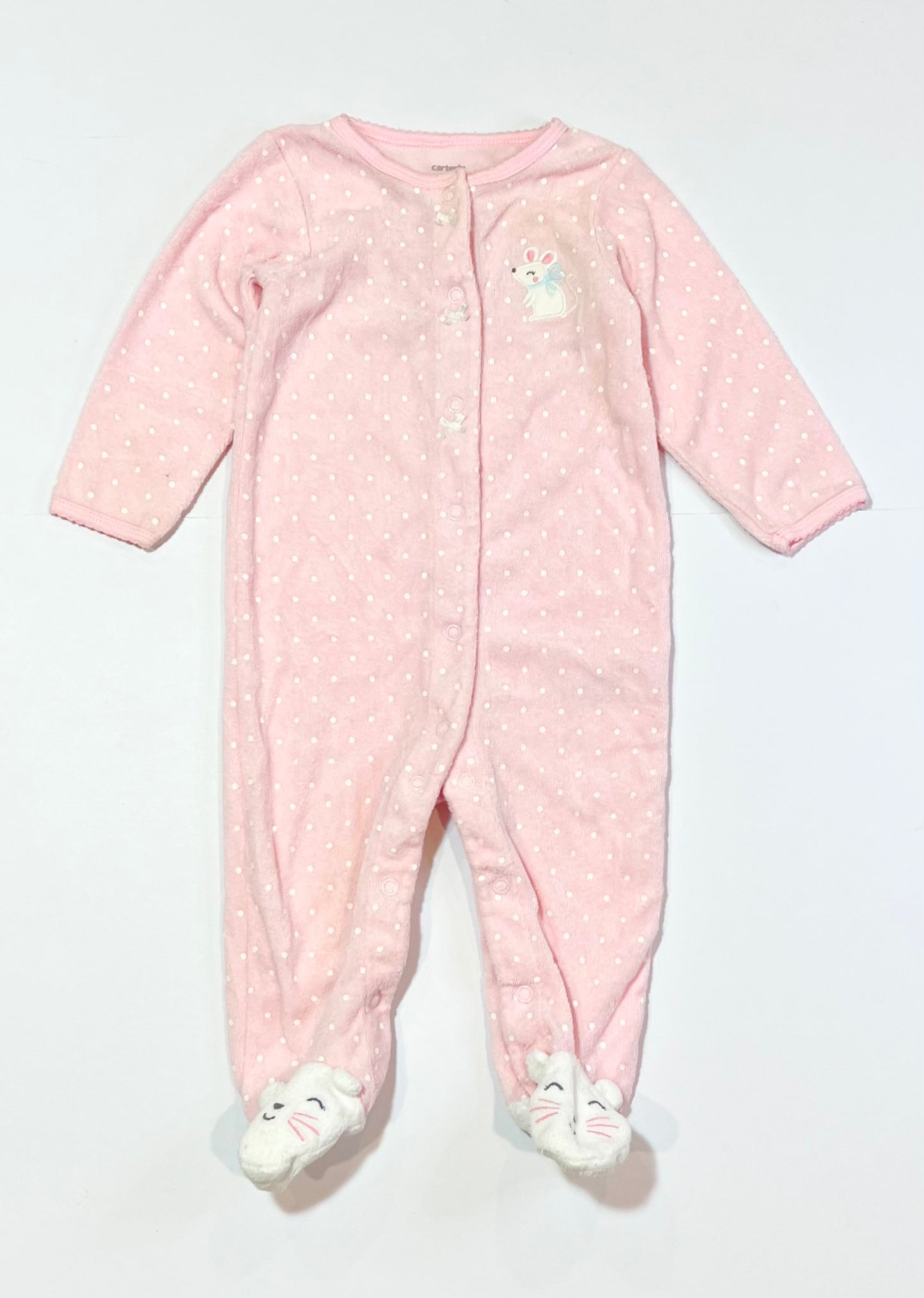 Pink terry mouse onesie - Size 6-9 months