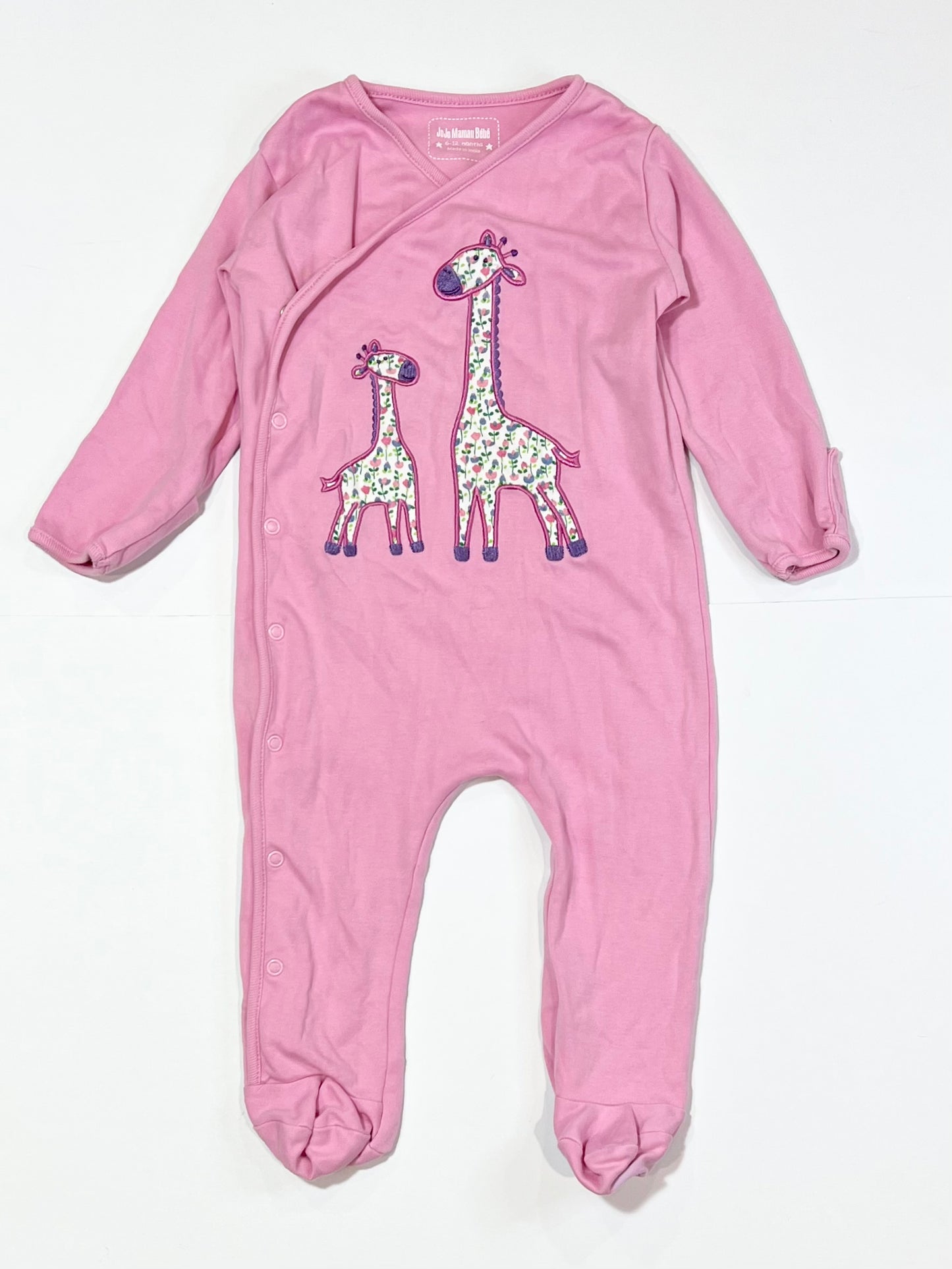 Pink giraffe onesie - Size 0