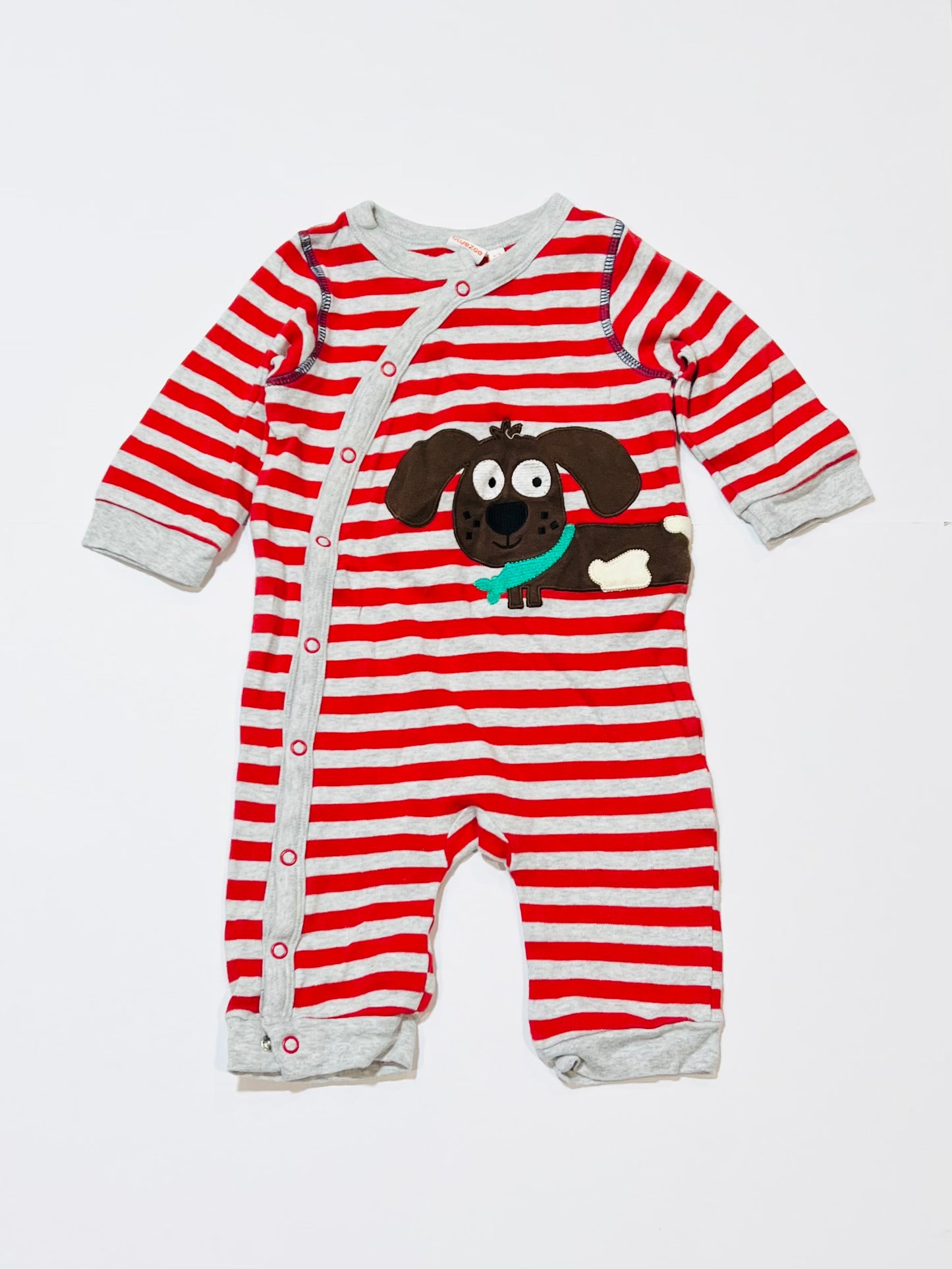 Striped puppy onesie - Size 6-9 months