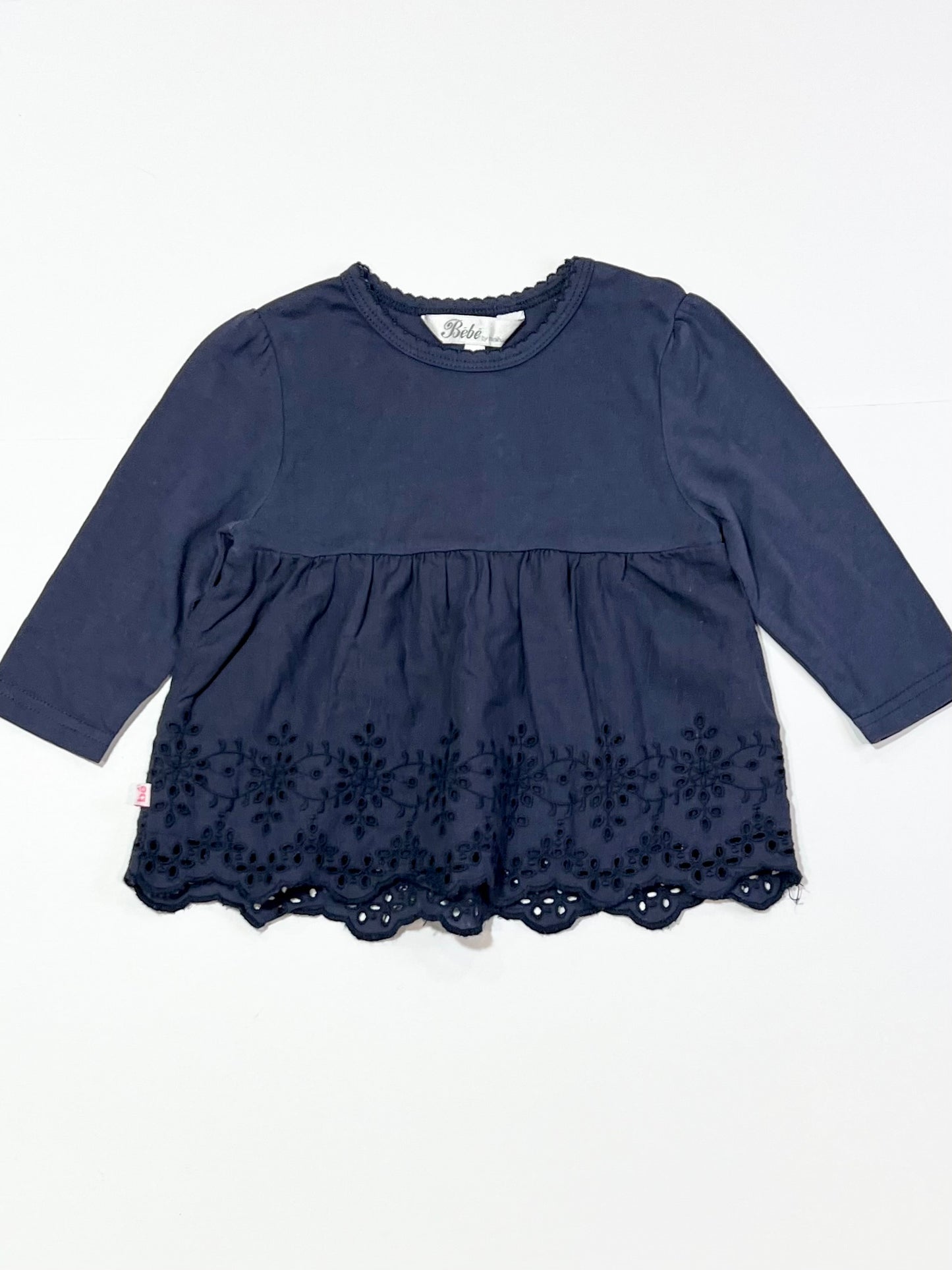 Navy cutwork top - Size 6-9 months