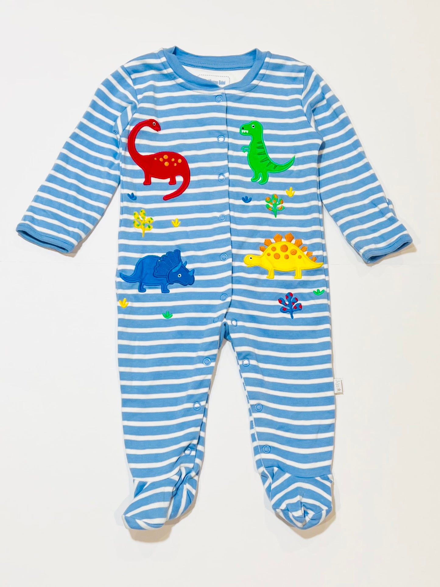 Striped dinosaur onesie - Size 6-9 months