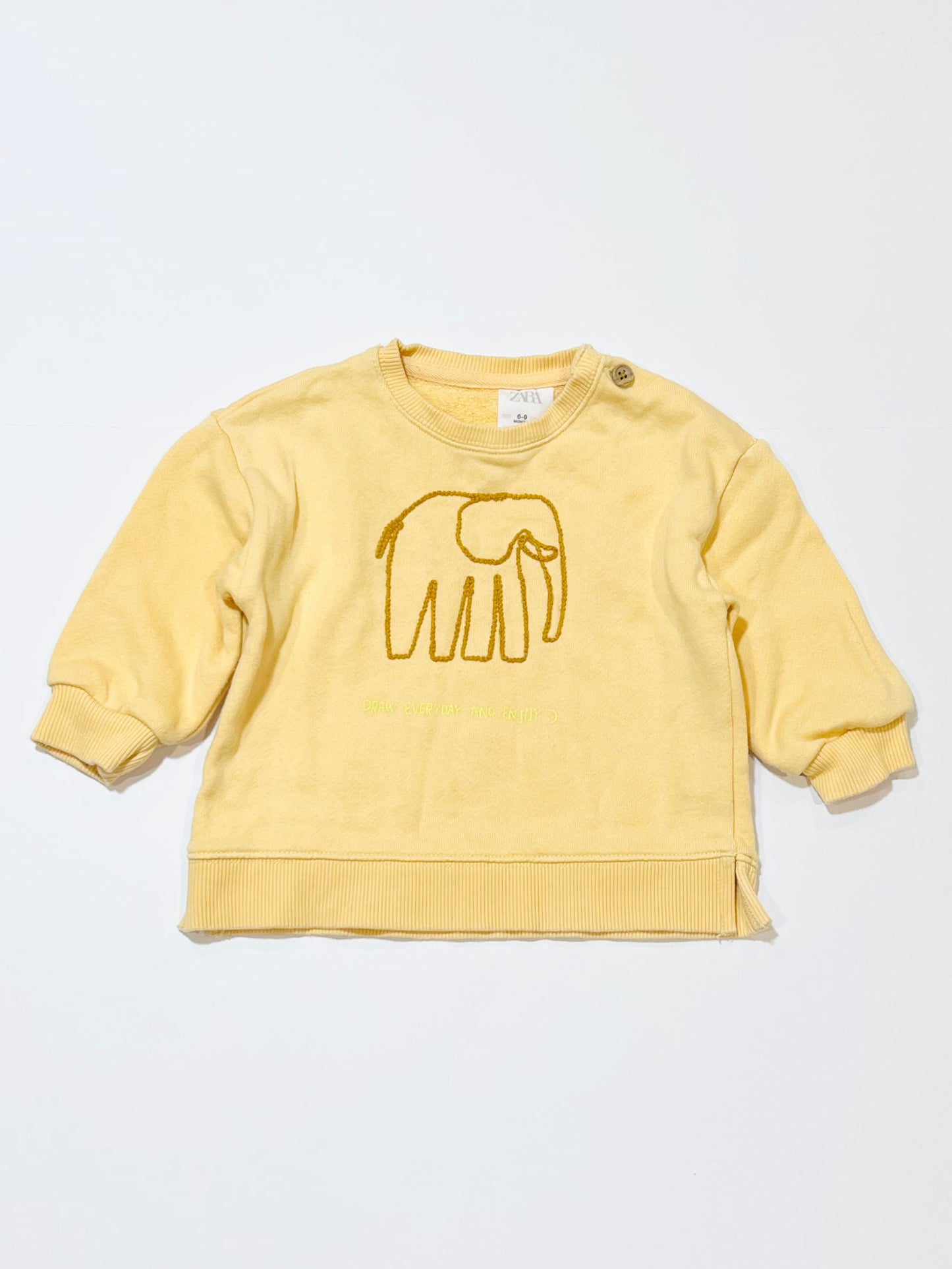 Yellow elephant sweater - Size 6-9 months