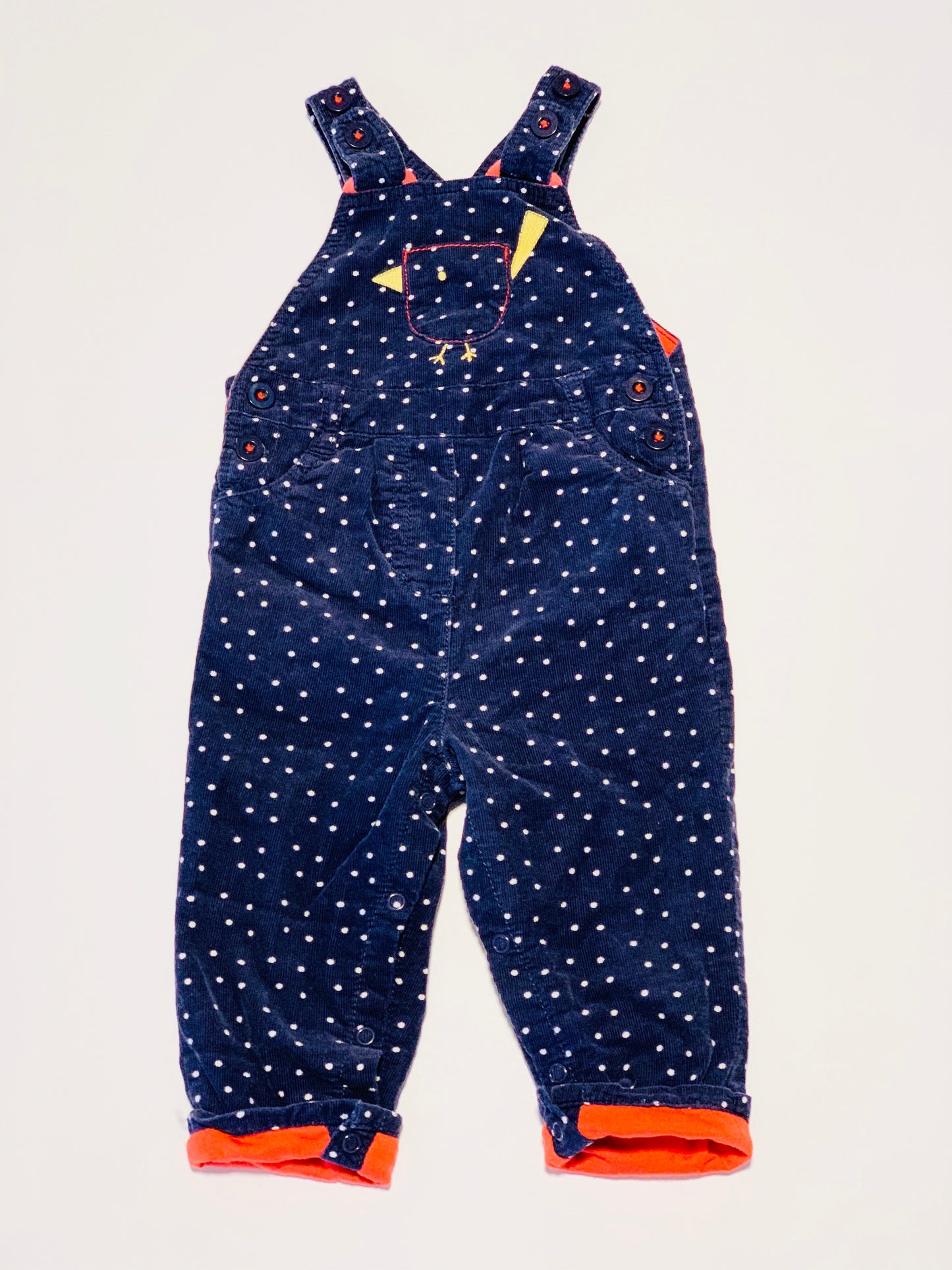 Navy corduroy bird overalls - Size 6-9 months